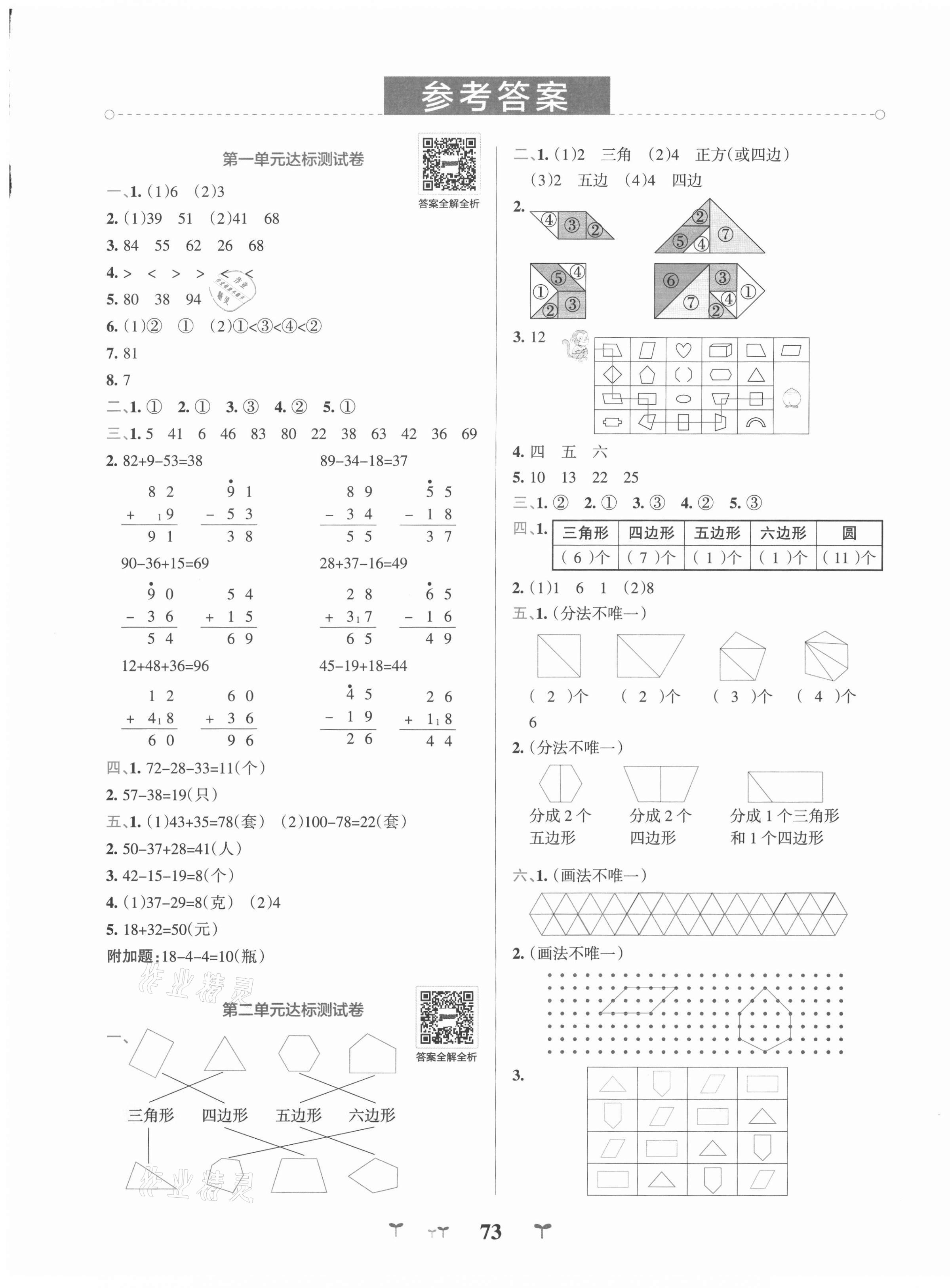 2020年小学学霸冲A卷二年级数学上册苏教版 第1页