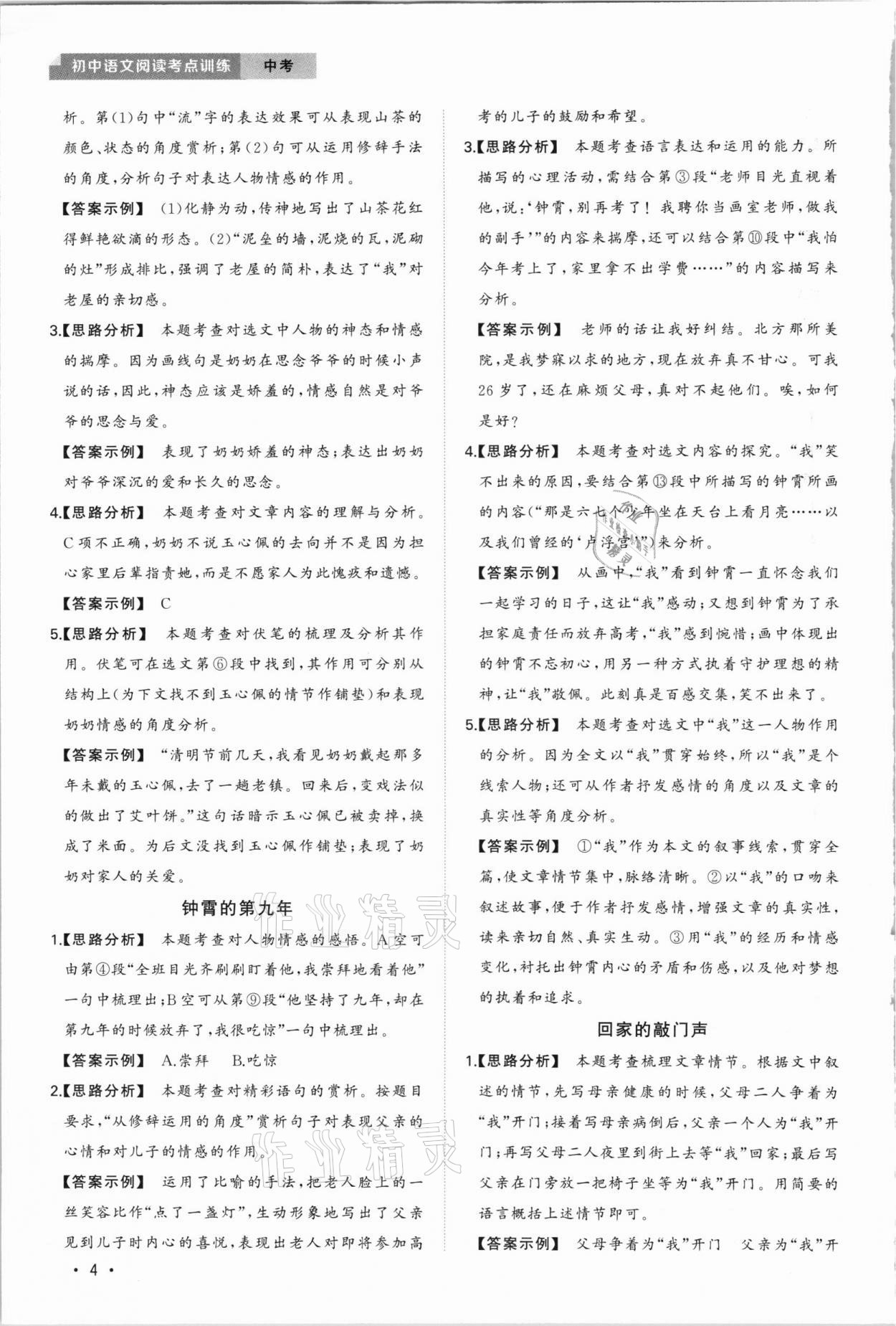 2020年初中语文阅读考点训练中考 第4页
