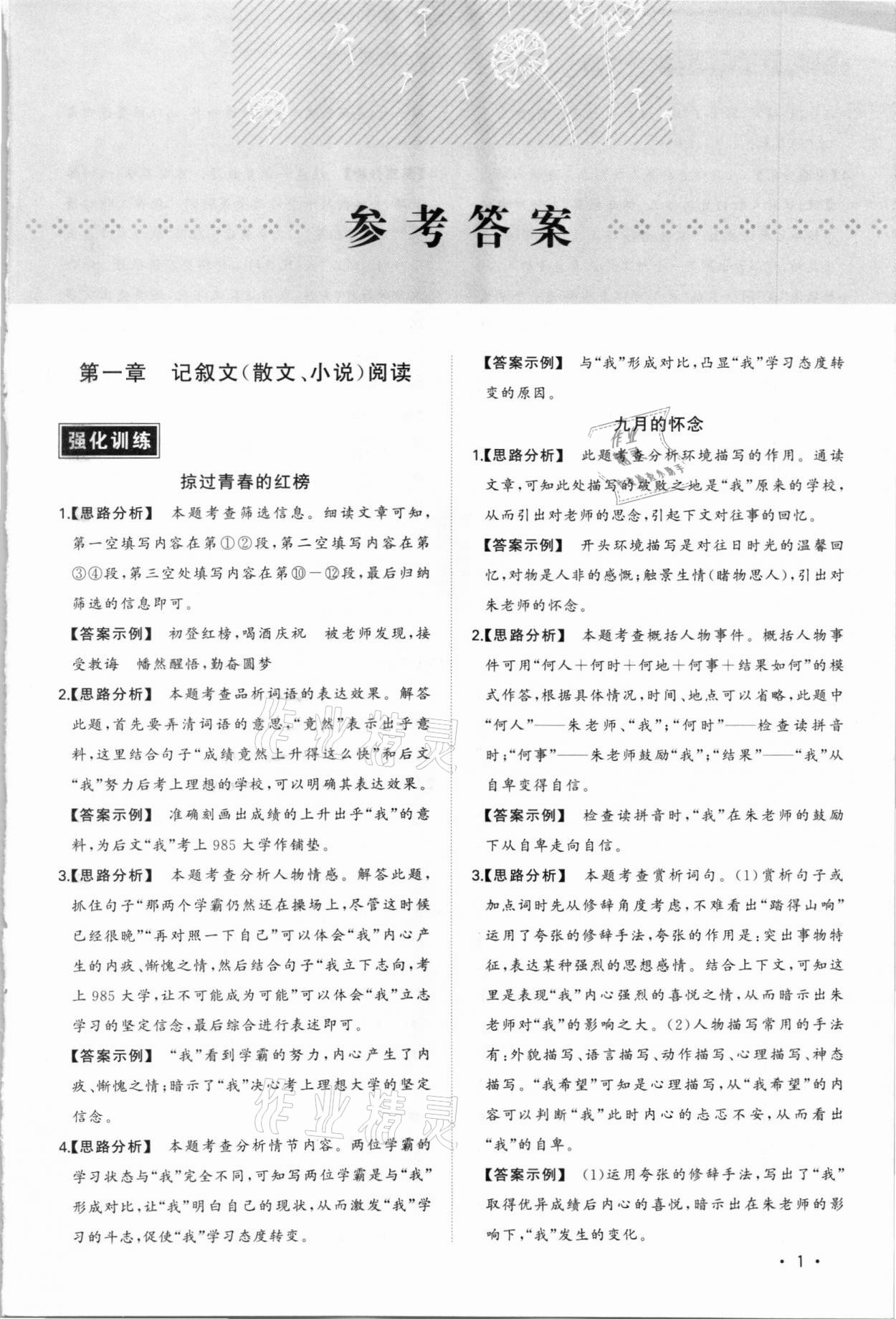 2020年初中语文阅读考点训练中考 第1页