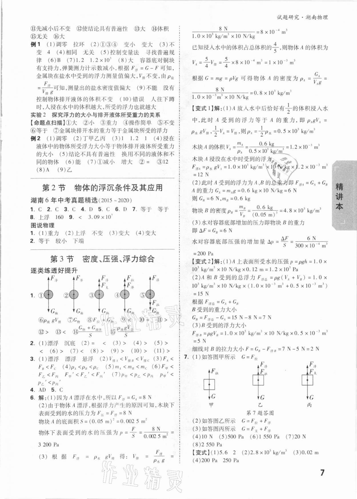 2021年万唯中考试题研究物理湖南专版 参考答案第6页