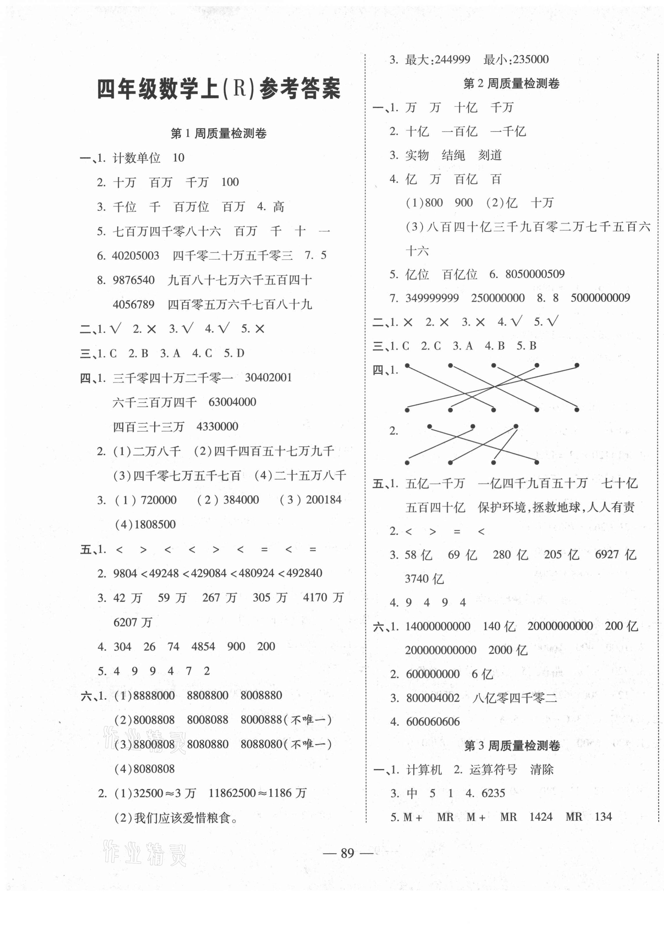 2020年金榜1卷通四年級(jí)數(shù)學(xué)上冊(cè)人教版 第1頁(yè)