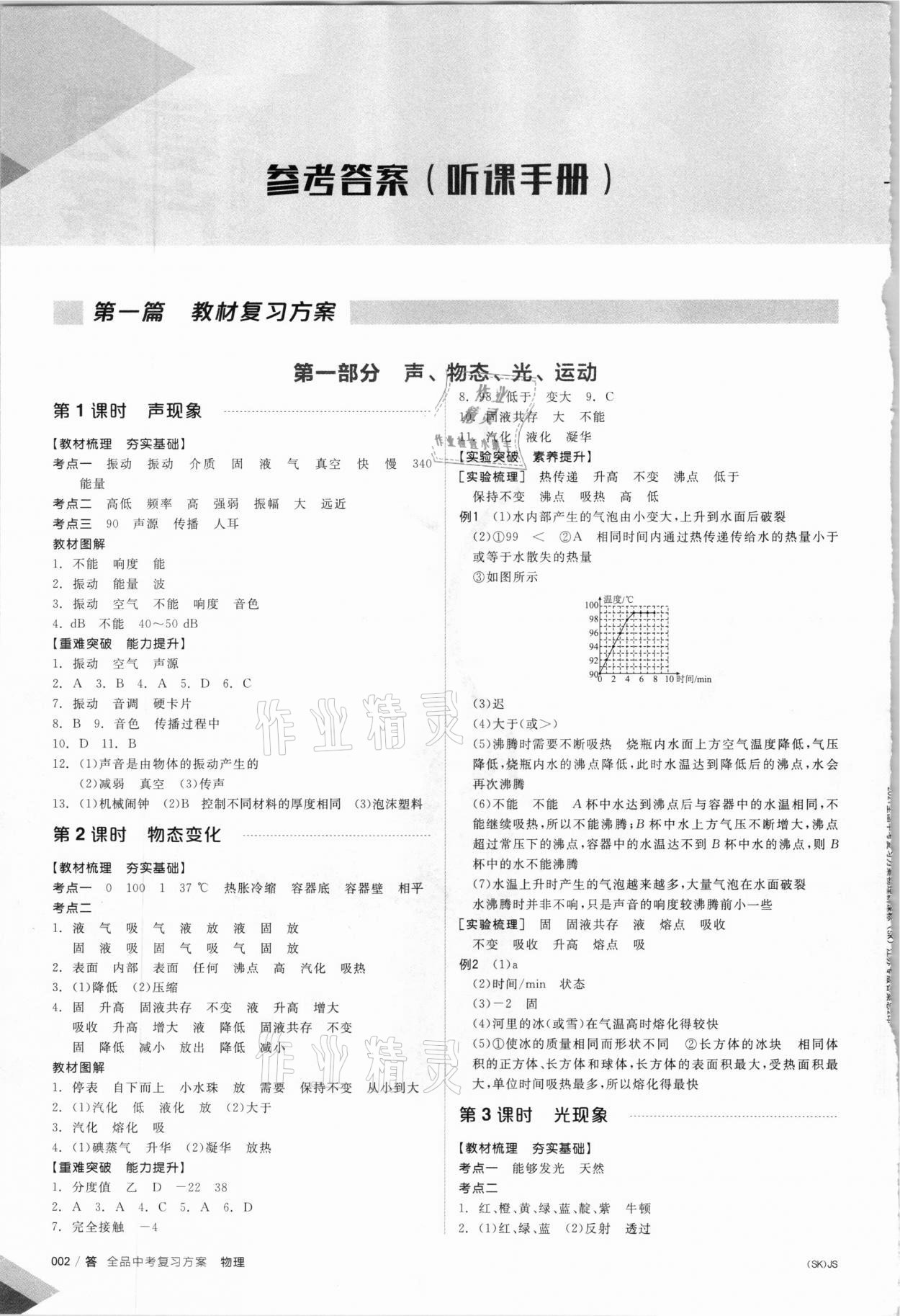 2021年全品中考復(fù)習(xí)方案物理蘇科版江蘇專版 參考答案第1頁(yè)