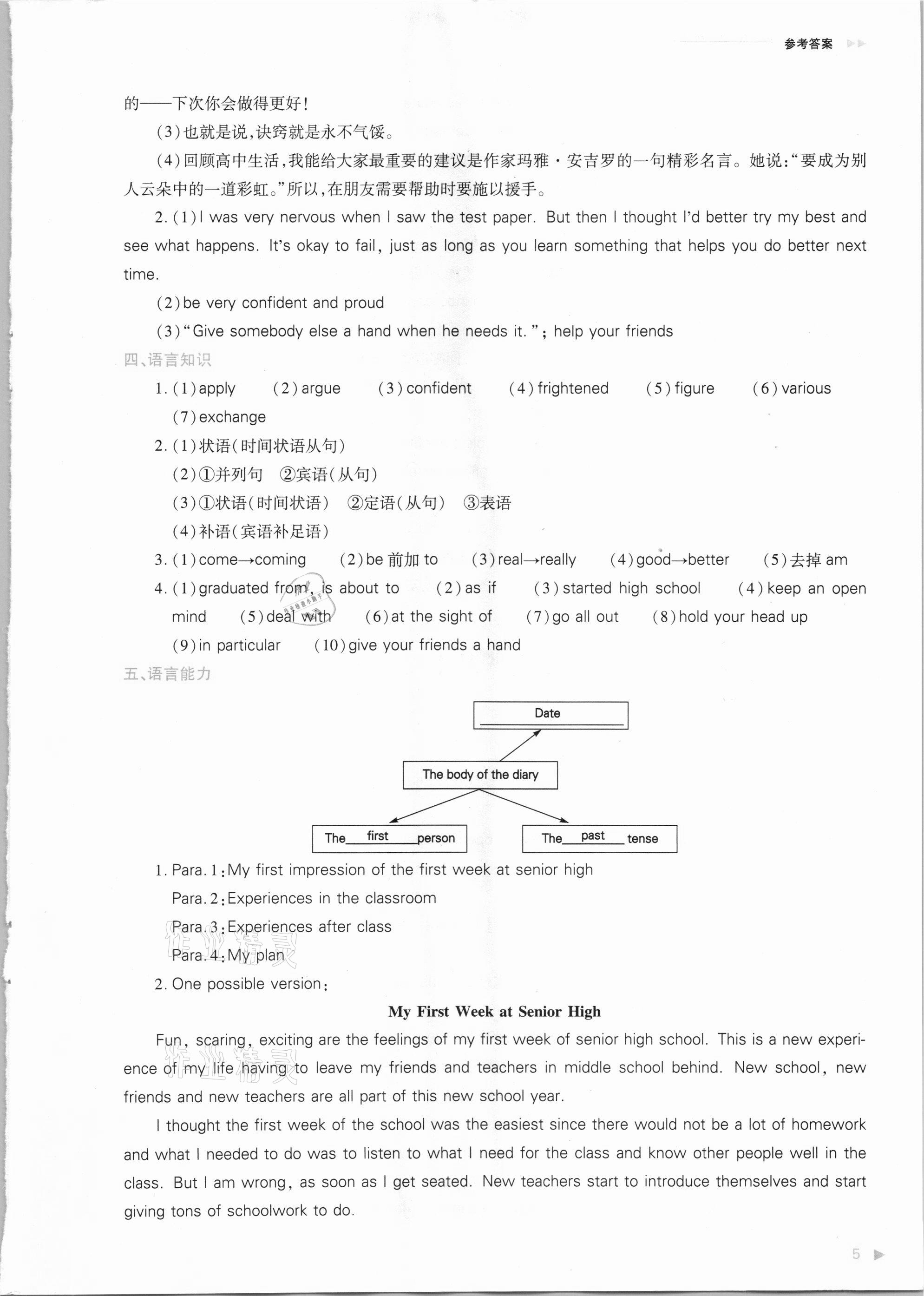 2020年普通高中新課程同步練習(xí)冊英語必修第一冊外研版 參考答案第5頁