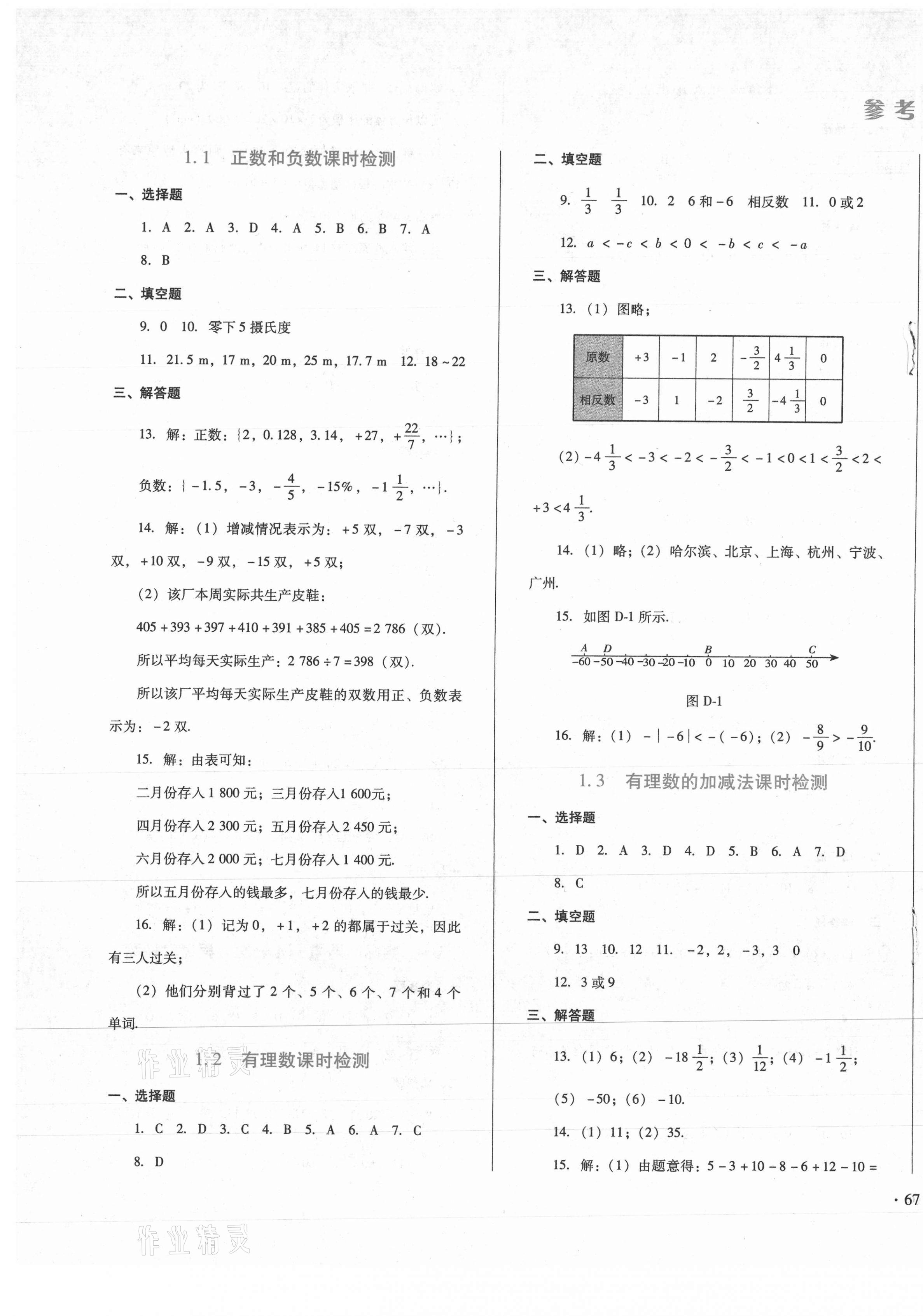 2020年单元检测卷七年级数学上册人教版河北少年儿童出版社 第1页