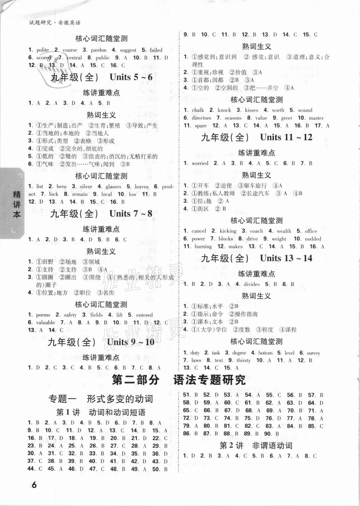 2021年萬(wàn)唯中考試題研究英語(yǔ)安徽專版 參考答案第5頁(yè)