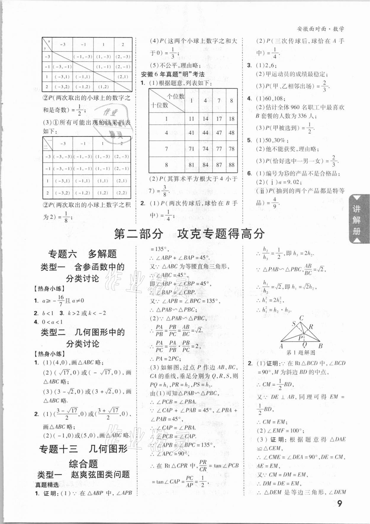 2021年中考面對(duì)面數(shù)學(xué)安徽專版 參考答案第8頁(yè)