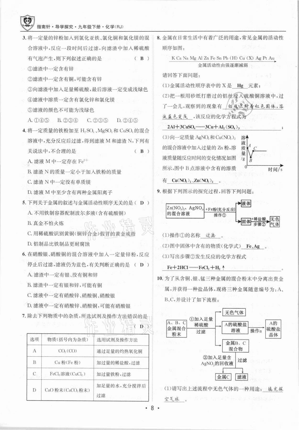 2021年指南针导学探究九年级化学下册人教版 第8页