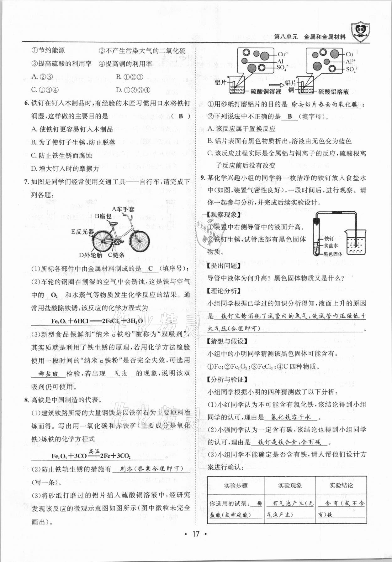 2021年指南针导学探究九年级化学下册人教版 第17页