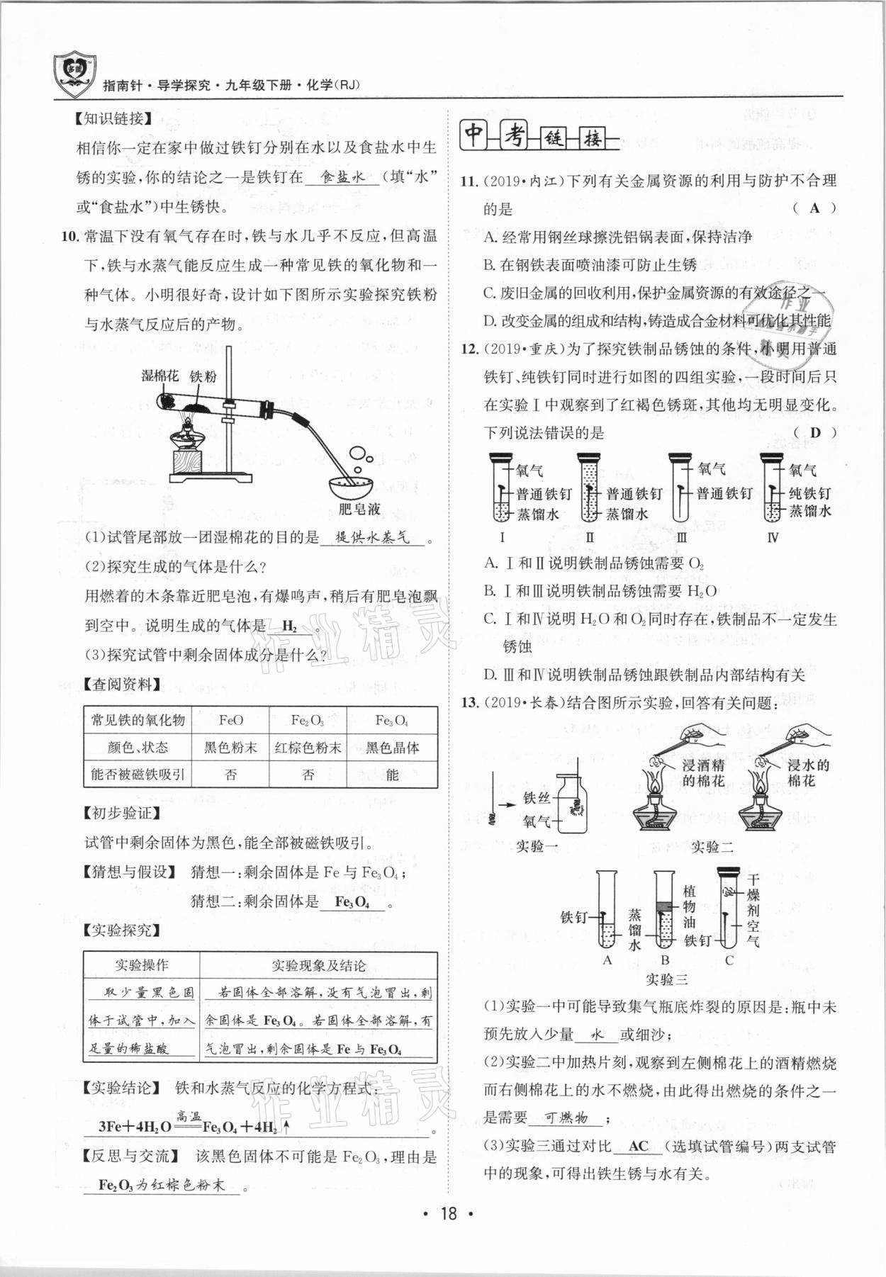 2021年指南针导学探究九年级化学下册人教版 第18页