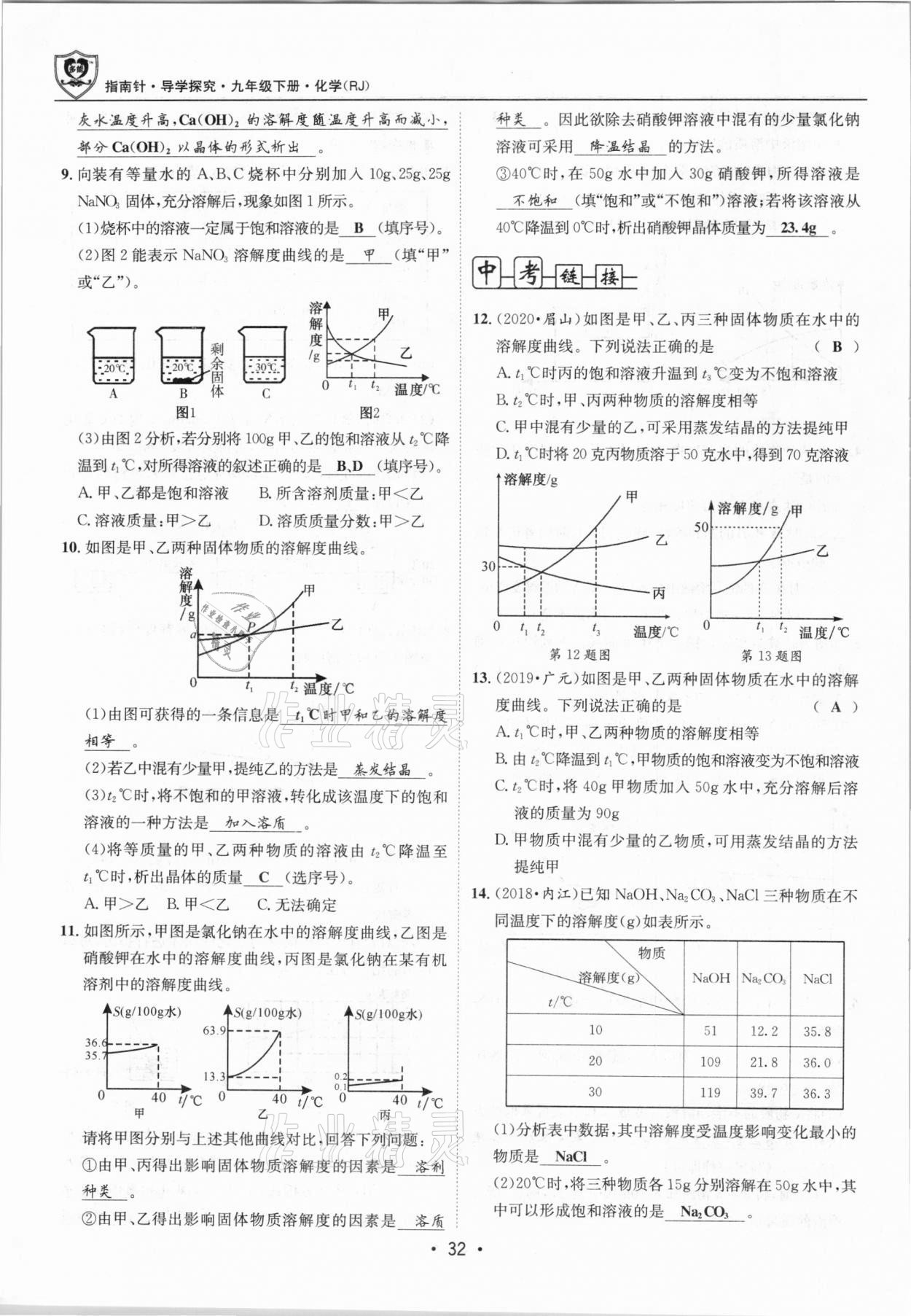 2021年指南针导学探究九年级化学下册人教版 第32页