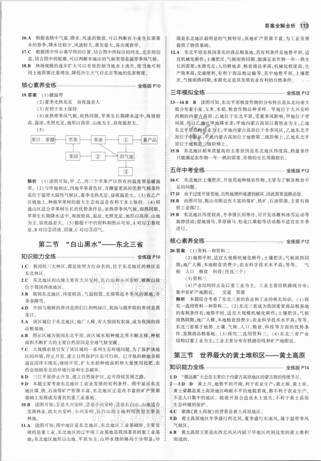 2021年5年中考3年模擬七年級地理下冊魯教版山東專版 參考答案第3頁