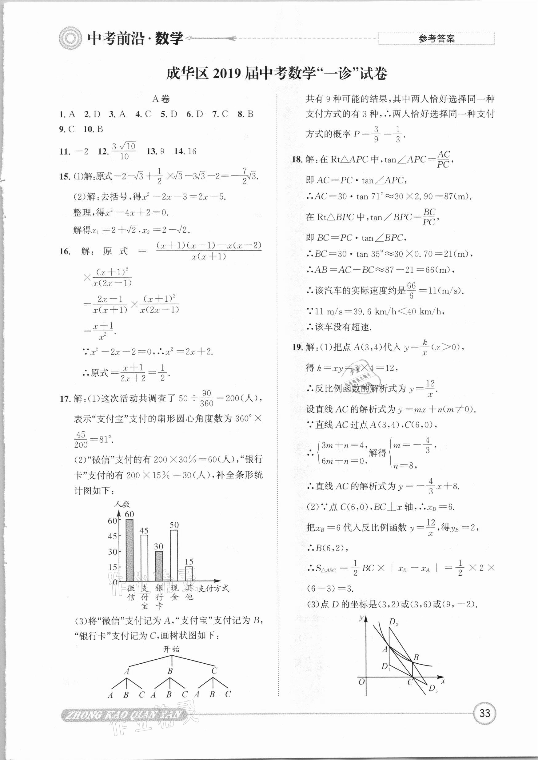 2021年中考前沿数学 参考答案第33页