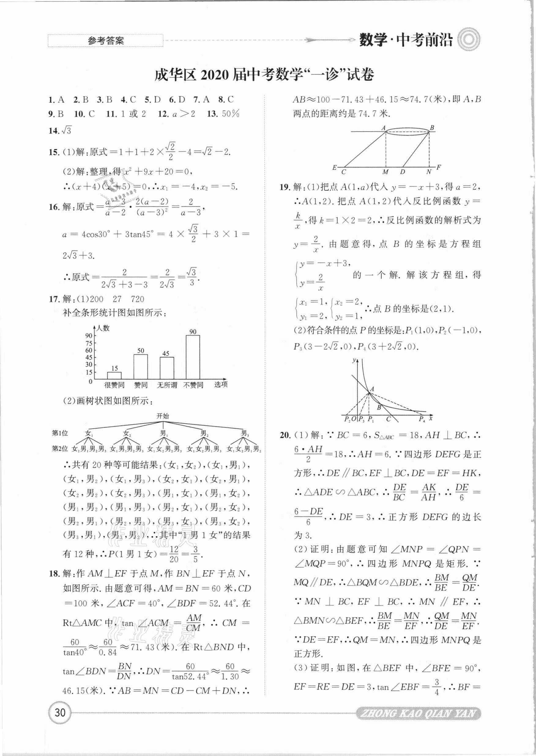 2021年中考前沿數(shù)學(xué) 參考答案第30頁