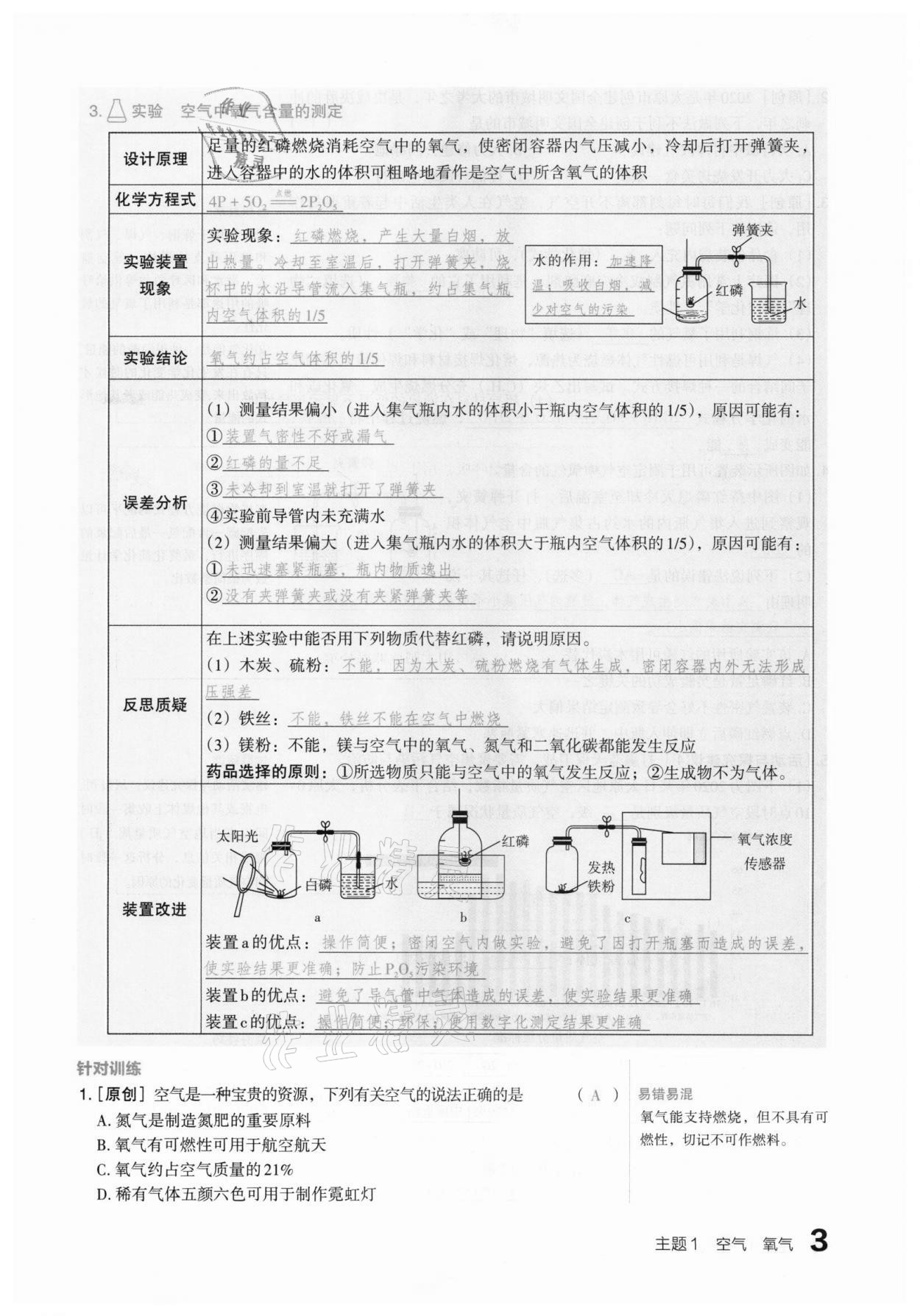 2021年滾動遷移中考總復(fù)習(xí)化學(xué)山西專版 參考答案第3頁