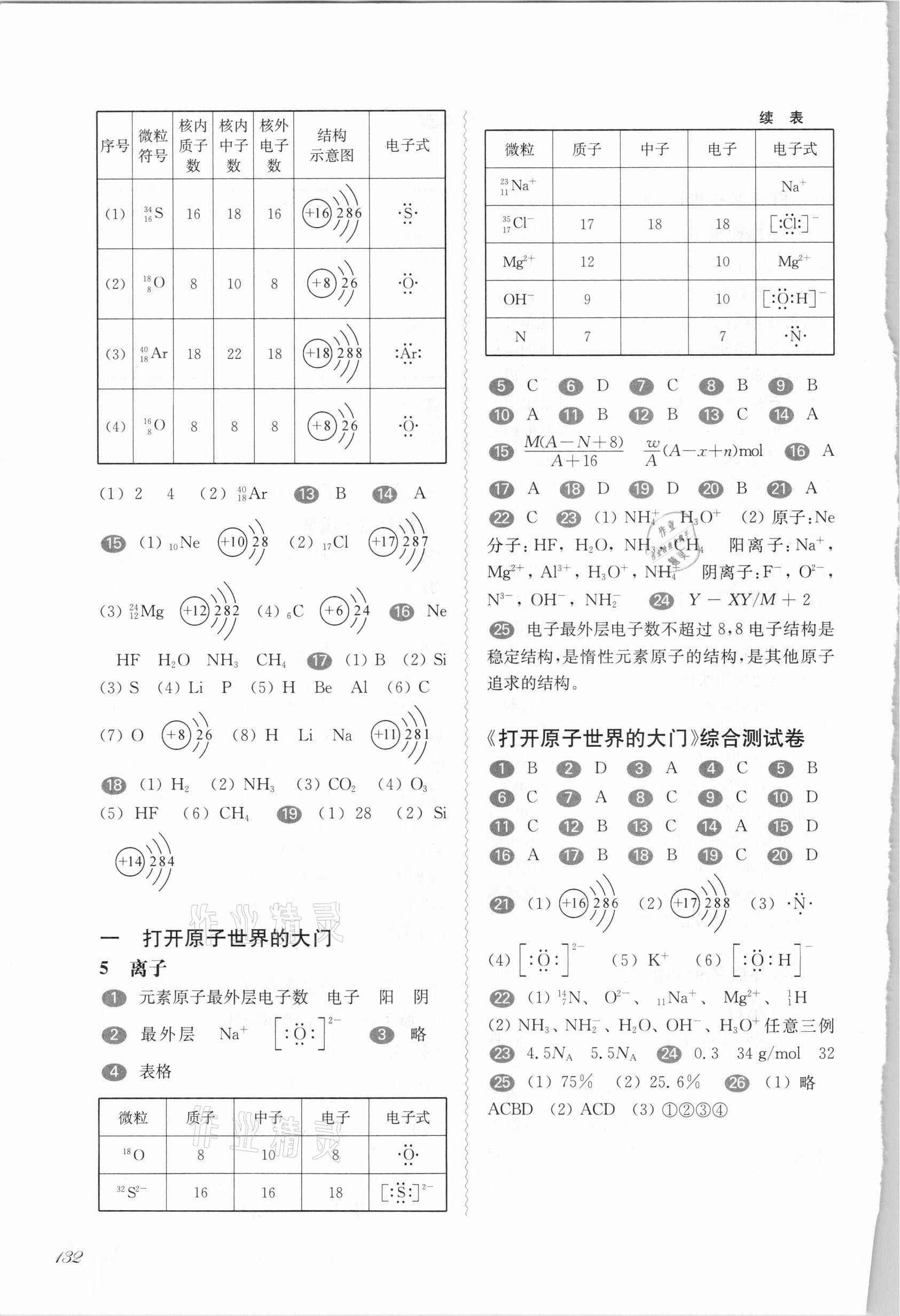 2020年华东师大版一课一练高一化学第一学期沪教版 参考答案第2页