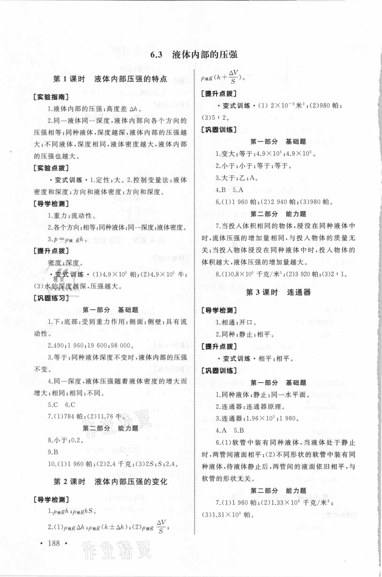 2020年新视觉九年级物理全一册沪教版 参考答案第4页