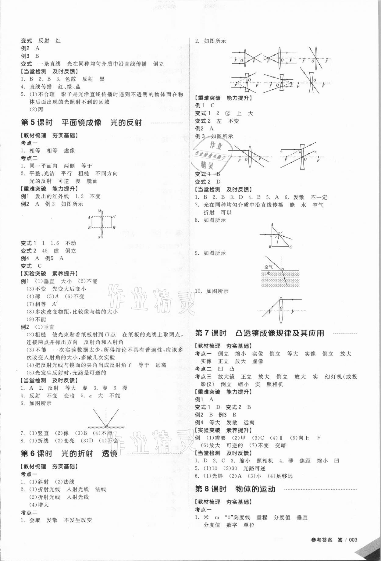 2021年全品中考复习方案物理徐州专版 参考答案第2页