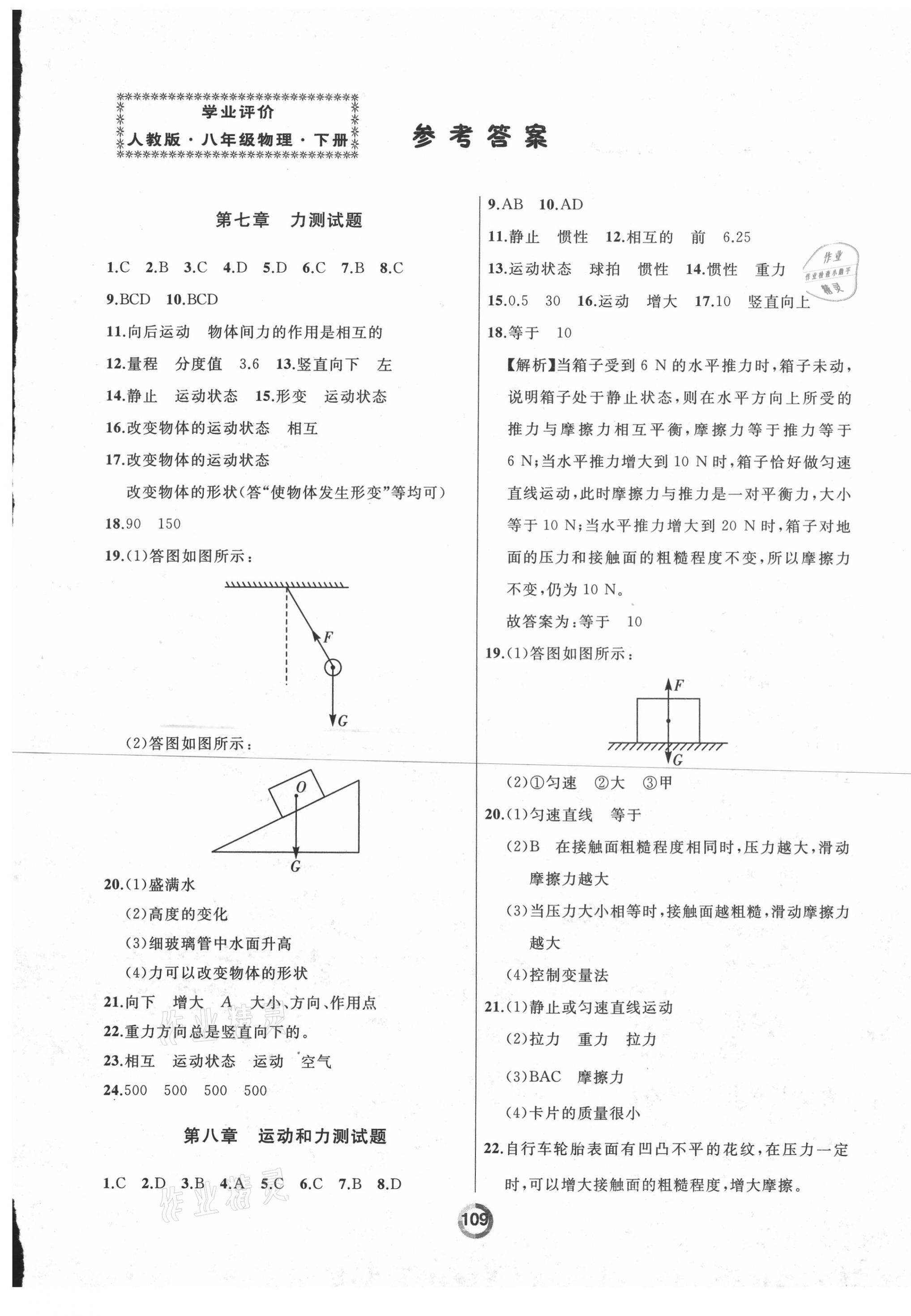 2021年誠成教育學(xué)業(yè)評價八年級物理下冊人教版 第1頁