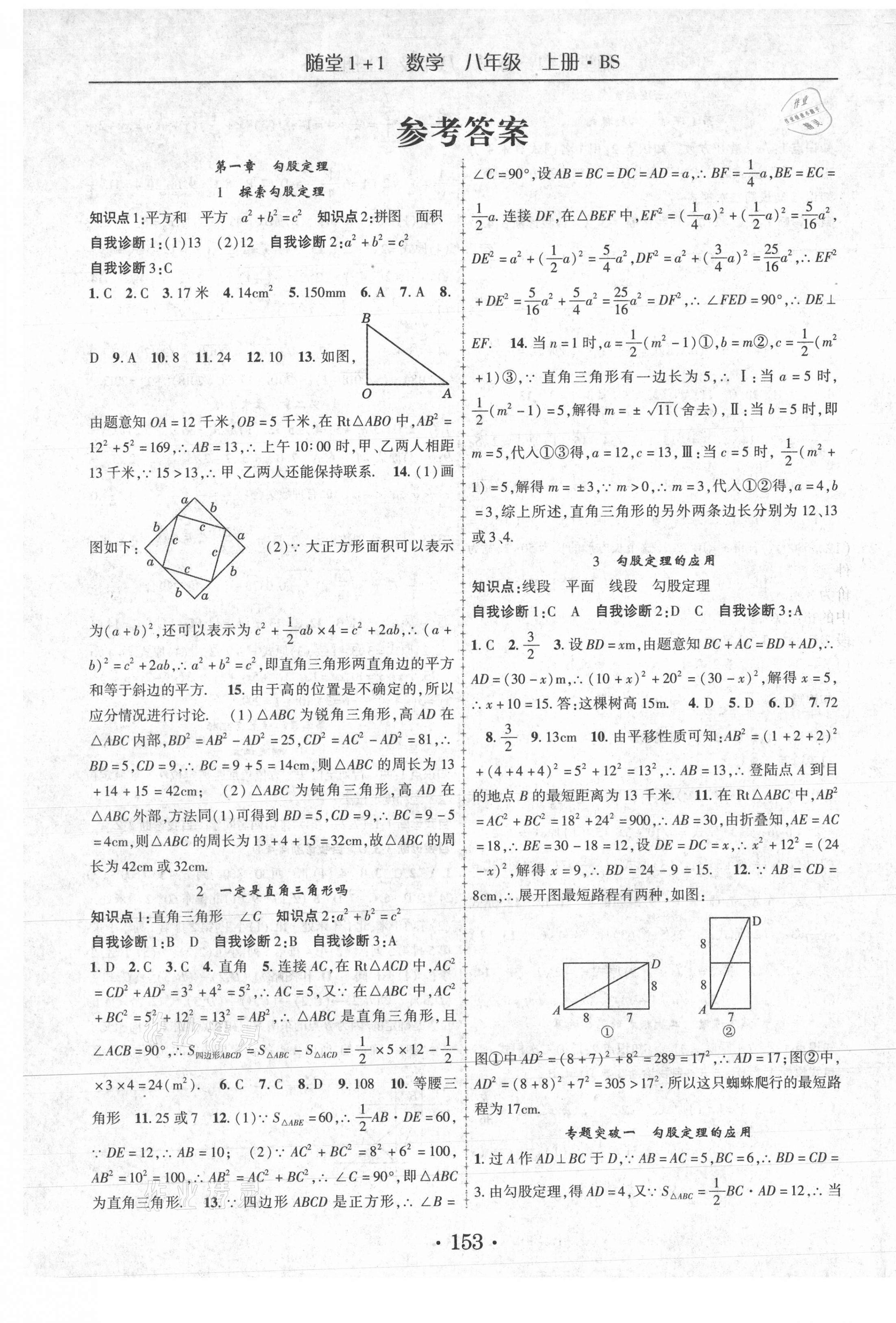 2020年隨堂1加1導(dǎo)練八年級數(shù)學(xué)上冊北師大版 第1頁