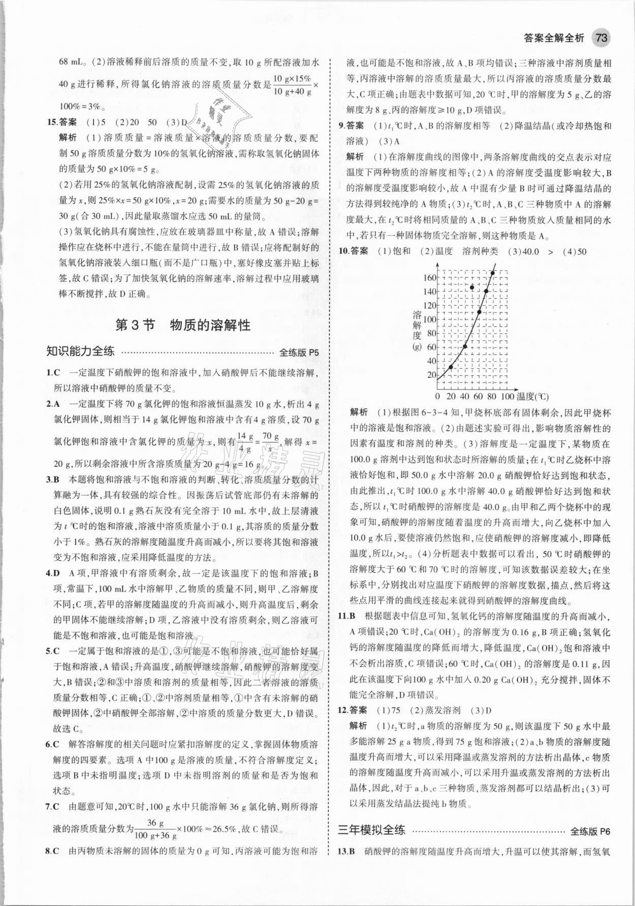 2021年5年中考3年模擬九年級(jí)化學(xué)下冊(cè)滬教版 參考答案第3頁(yè)