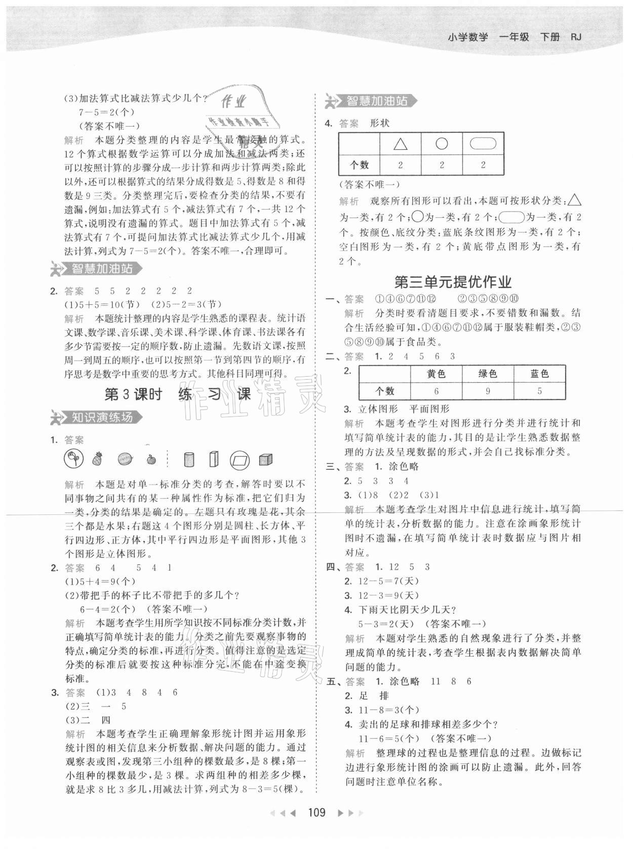 2021年53天天練小學數(shù)學一年級下冊人教版 第9頁