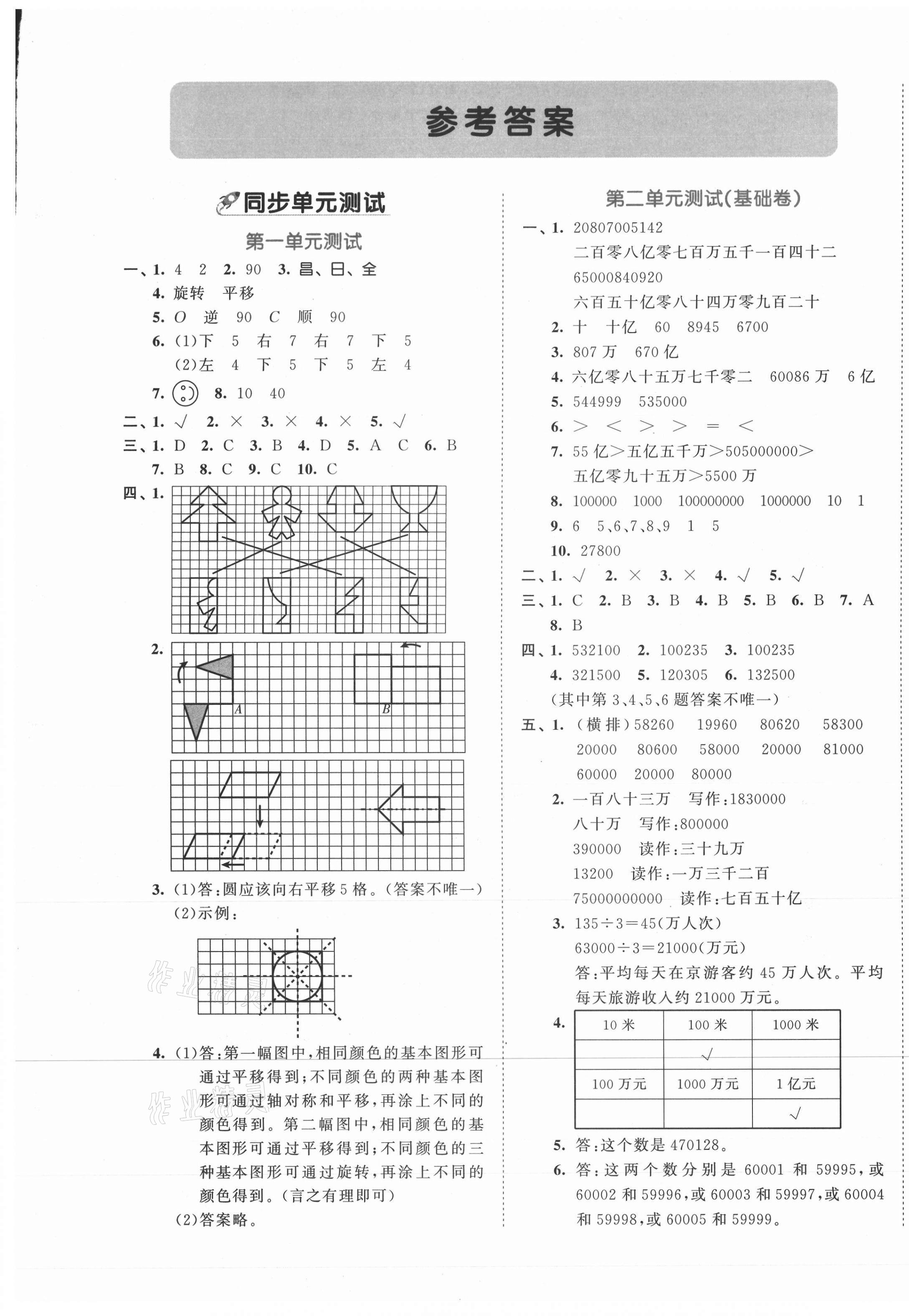 2021年53全优卷四年级数学下册苏教版 第1页