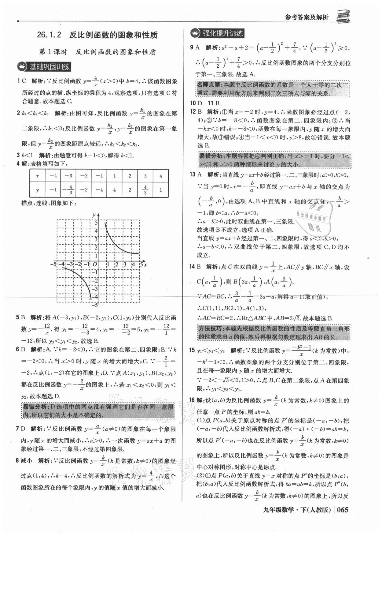 2021年1加1轻巧夺冠优化训练九年级数学下册人教版 参考答案第2页