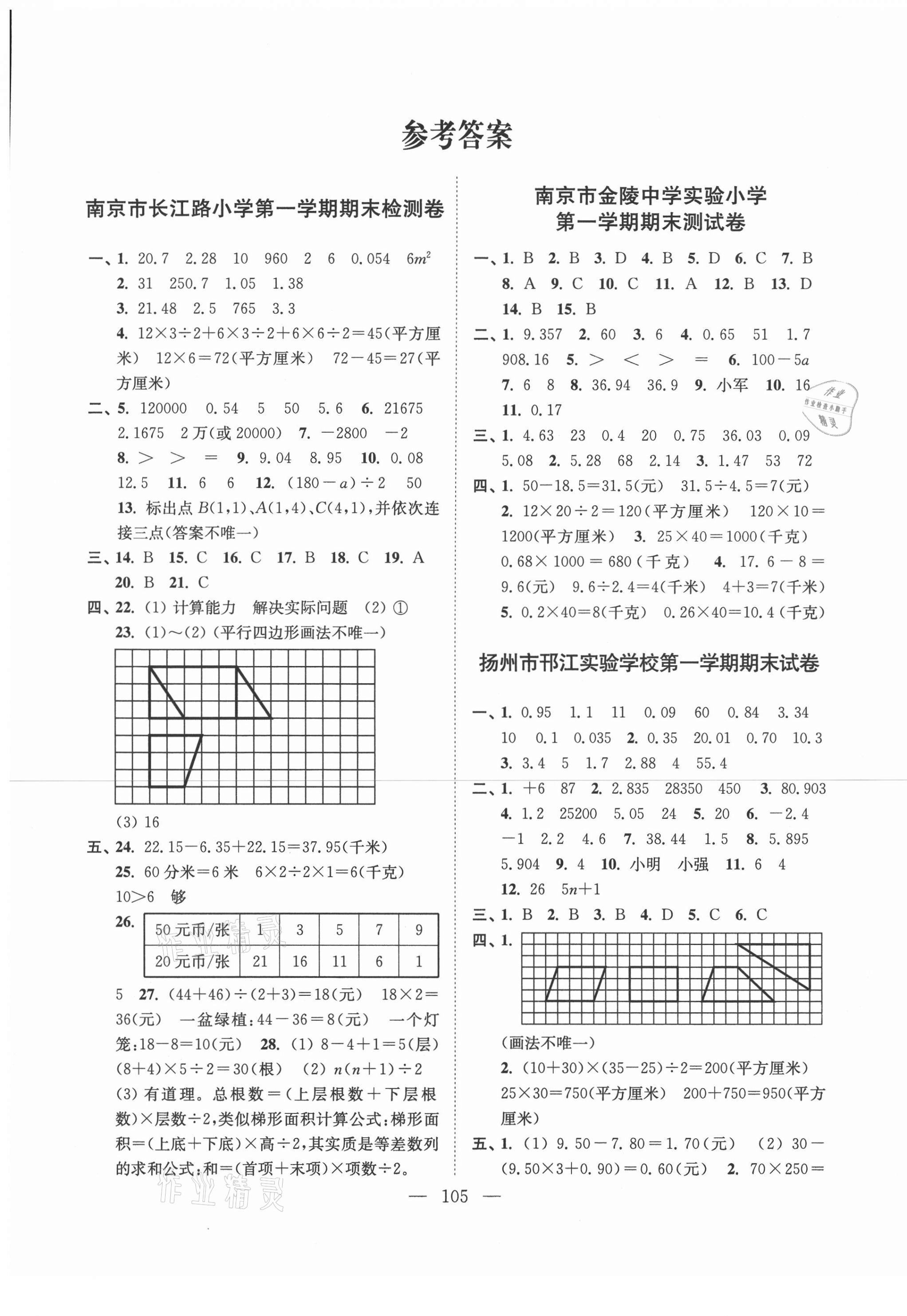 2020年超能学典各地期末试卷精选五年级数学上册苏教版 第1页