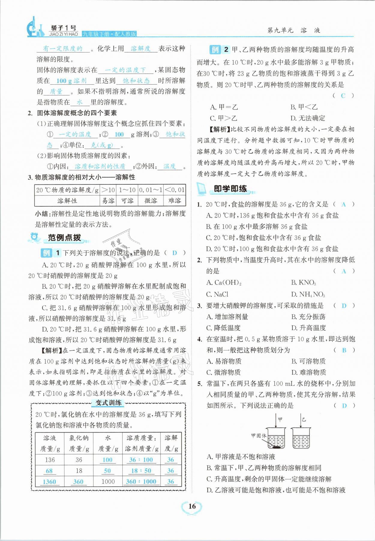 2021年骄子1号九年级化学下册人教版 第16页