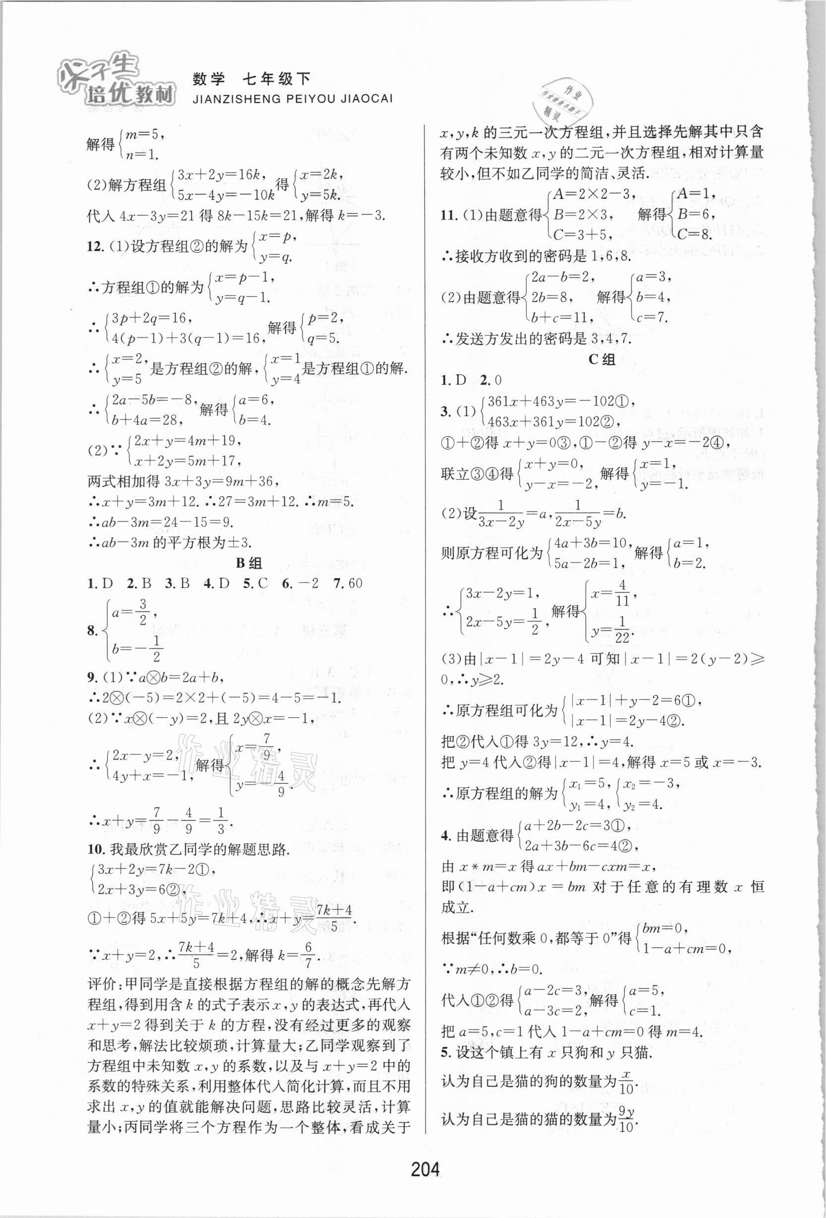 2021年尖子生培优教材七年级数学下册浙教版双色版 第4页