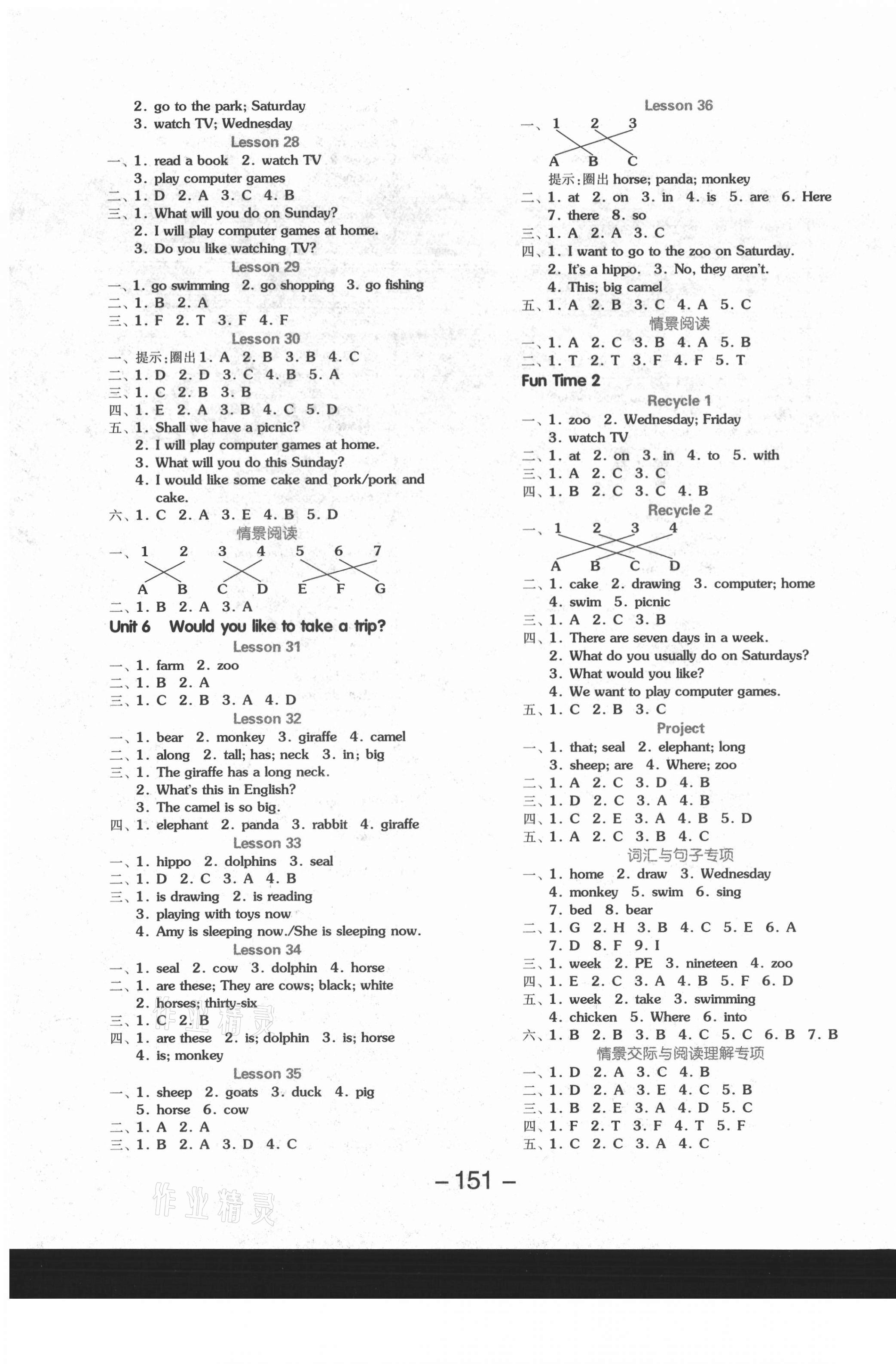 2021年全品學(xué)練考四年級(jí)英語(yǔ)下冊(cè)人教精通版 參考答案第3頁(yè)