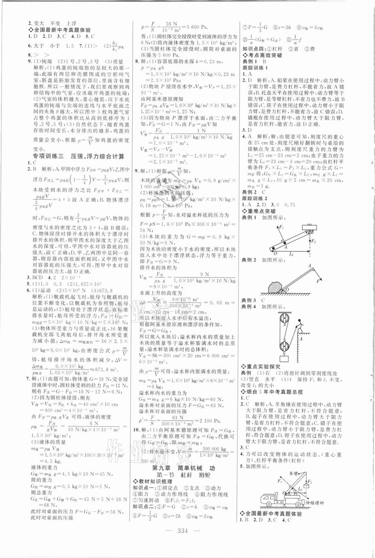 2021年初中總復(fù)習(xí)全程導(dǎo)航物理煙臺專版 參考答案第9頁