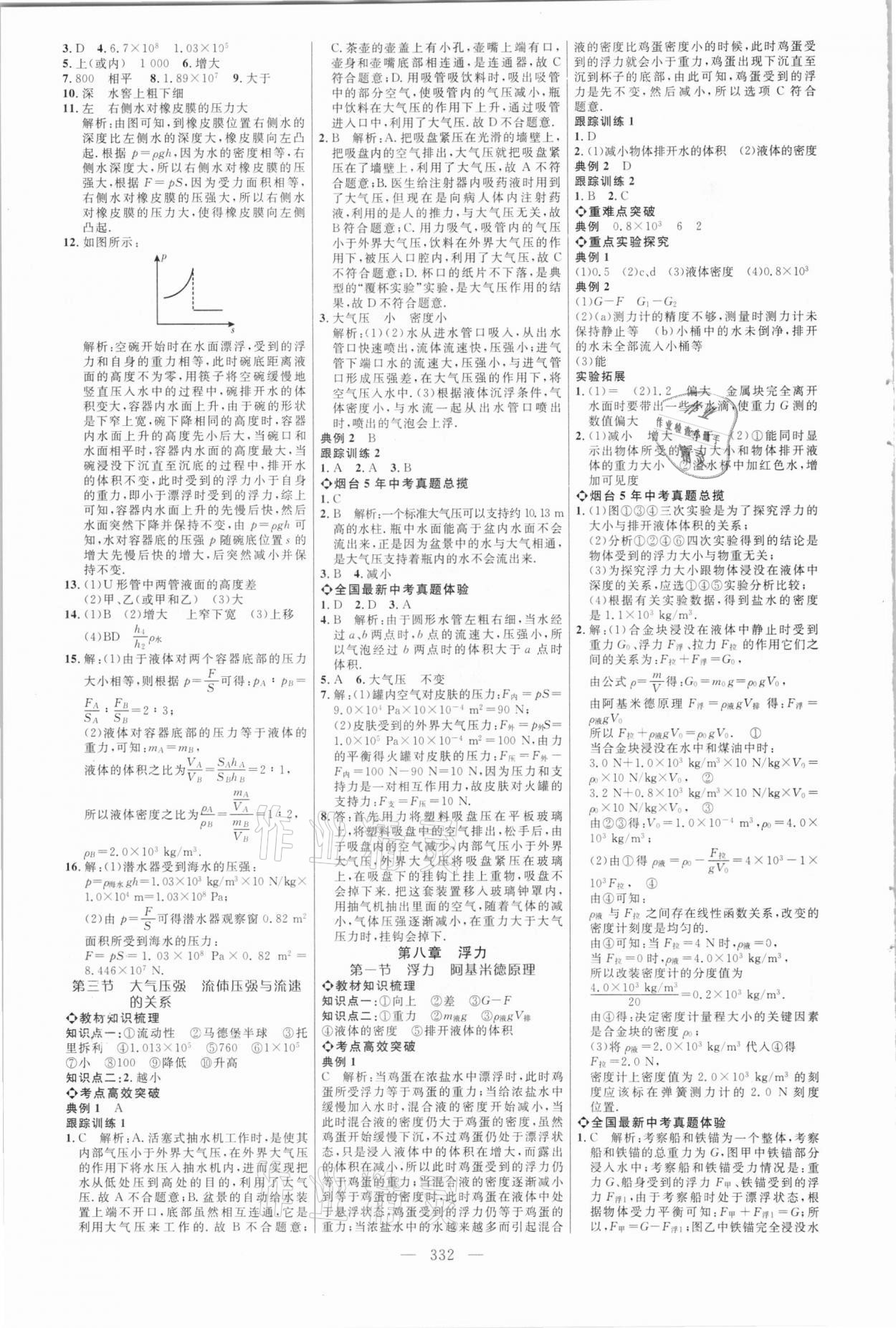 2021年初中总复习全程导航物理烟台专版 参考答案第7页