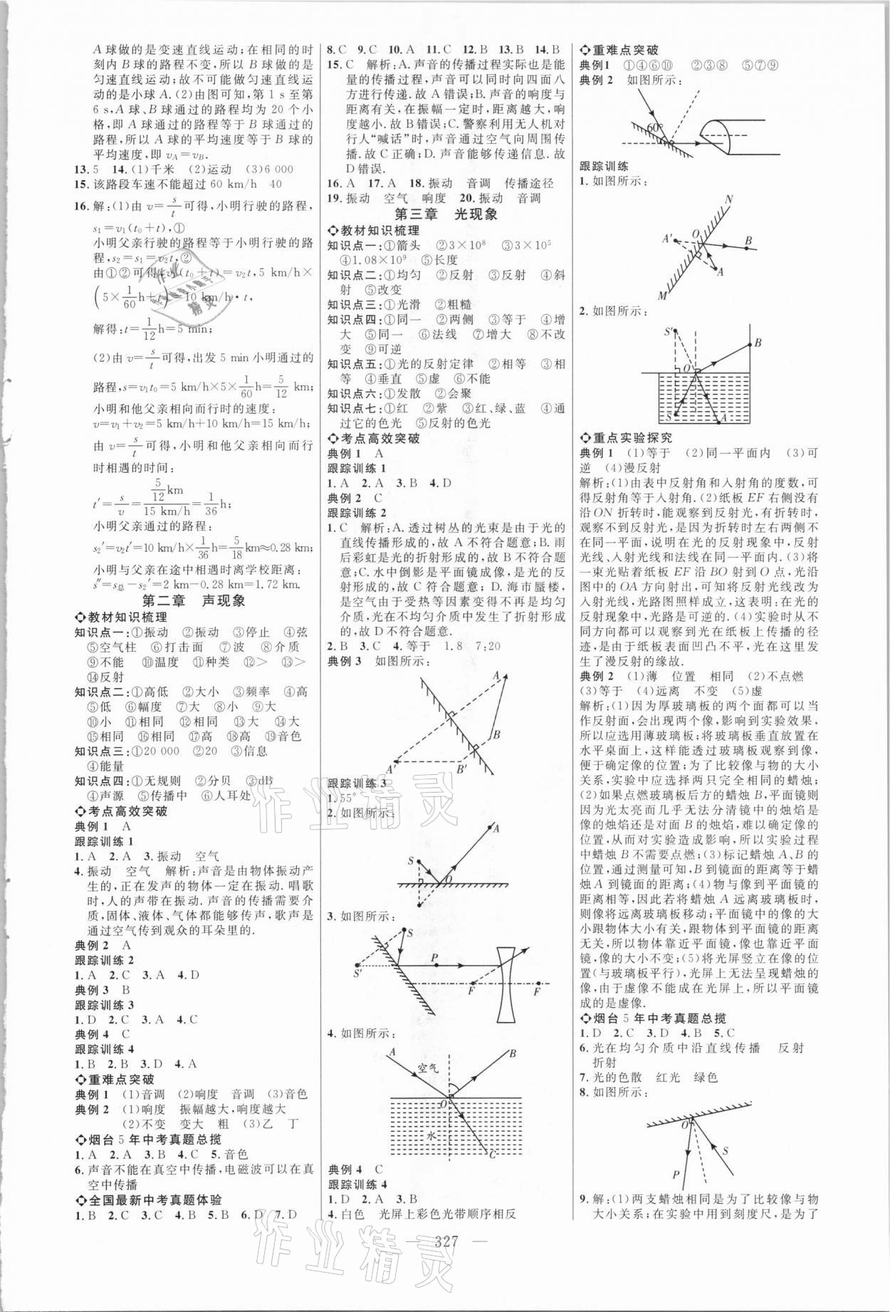 2021年初中總復(fù)習全程導(dǎo)航物理煙臺專版 參考答案第2頁