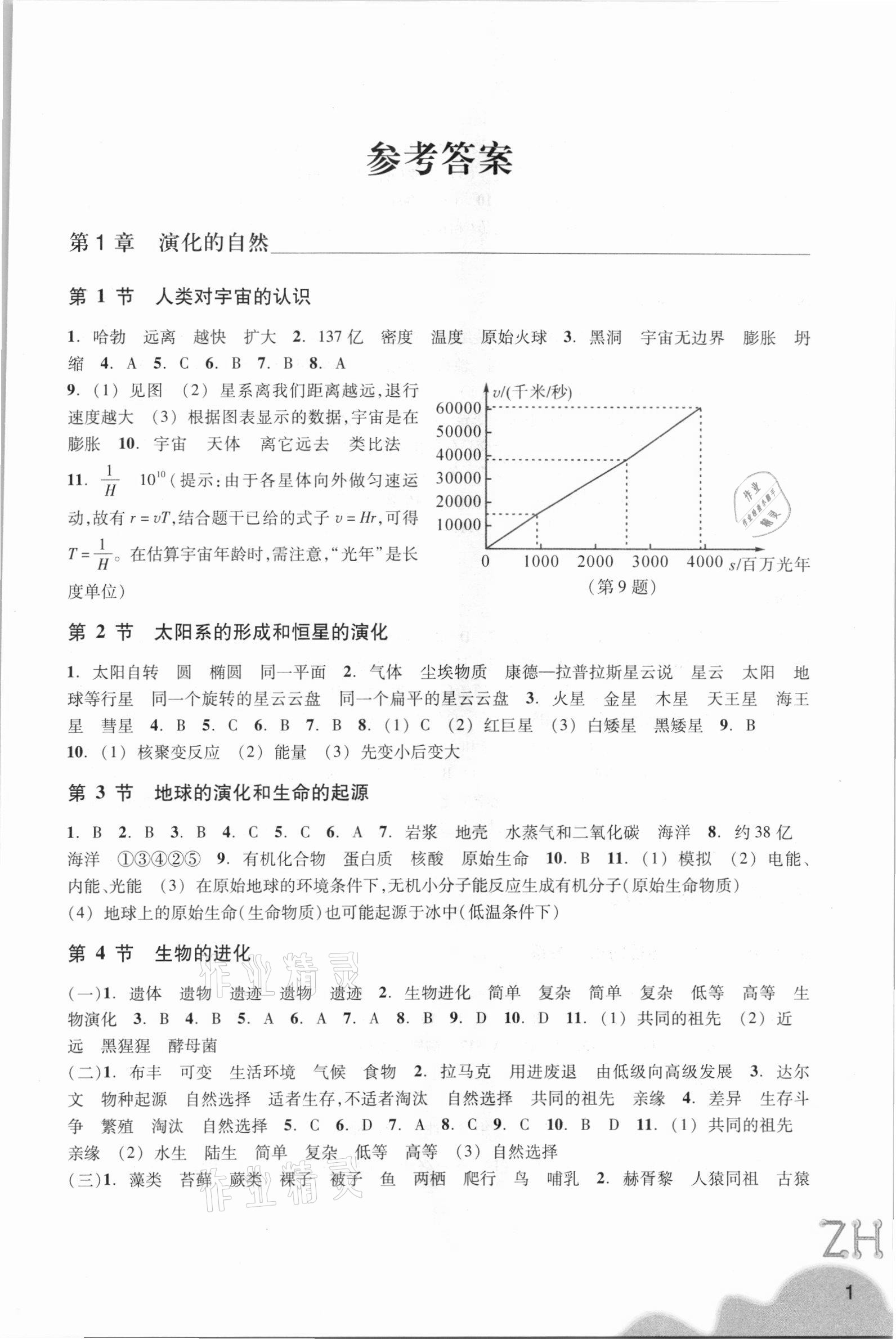 2021年科学作业本九年级下册浙教版浙江教育出版社 第1页