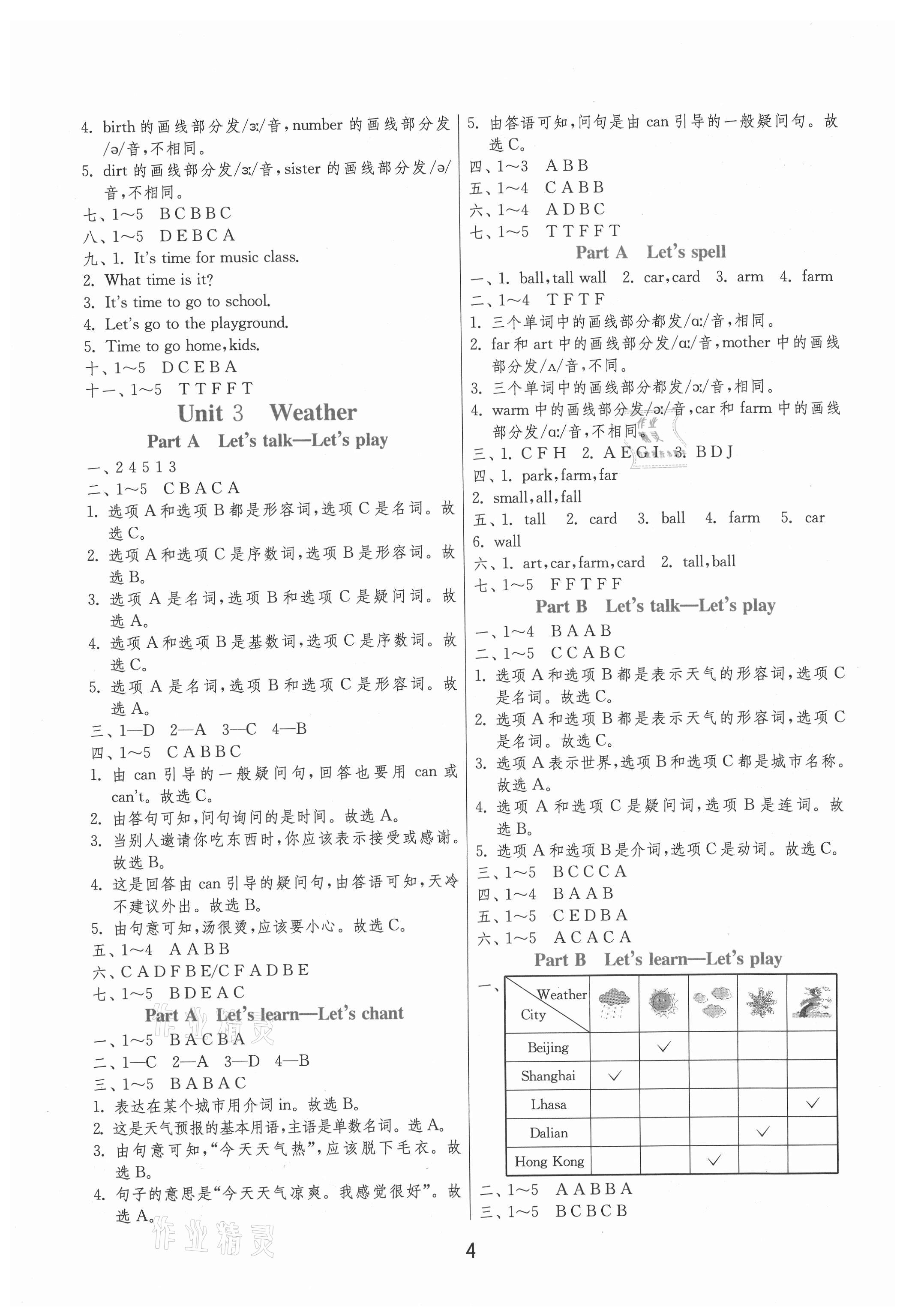 2021年實(shí)驗(yàn)班提優(yōu)訓(xùn)練四年級(jí)英語(yǔ)下冊(cè)人教PEP版 參考答案第4頁(yè)