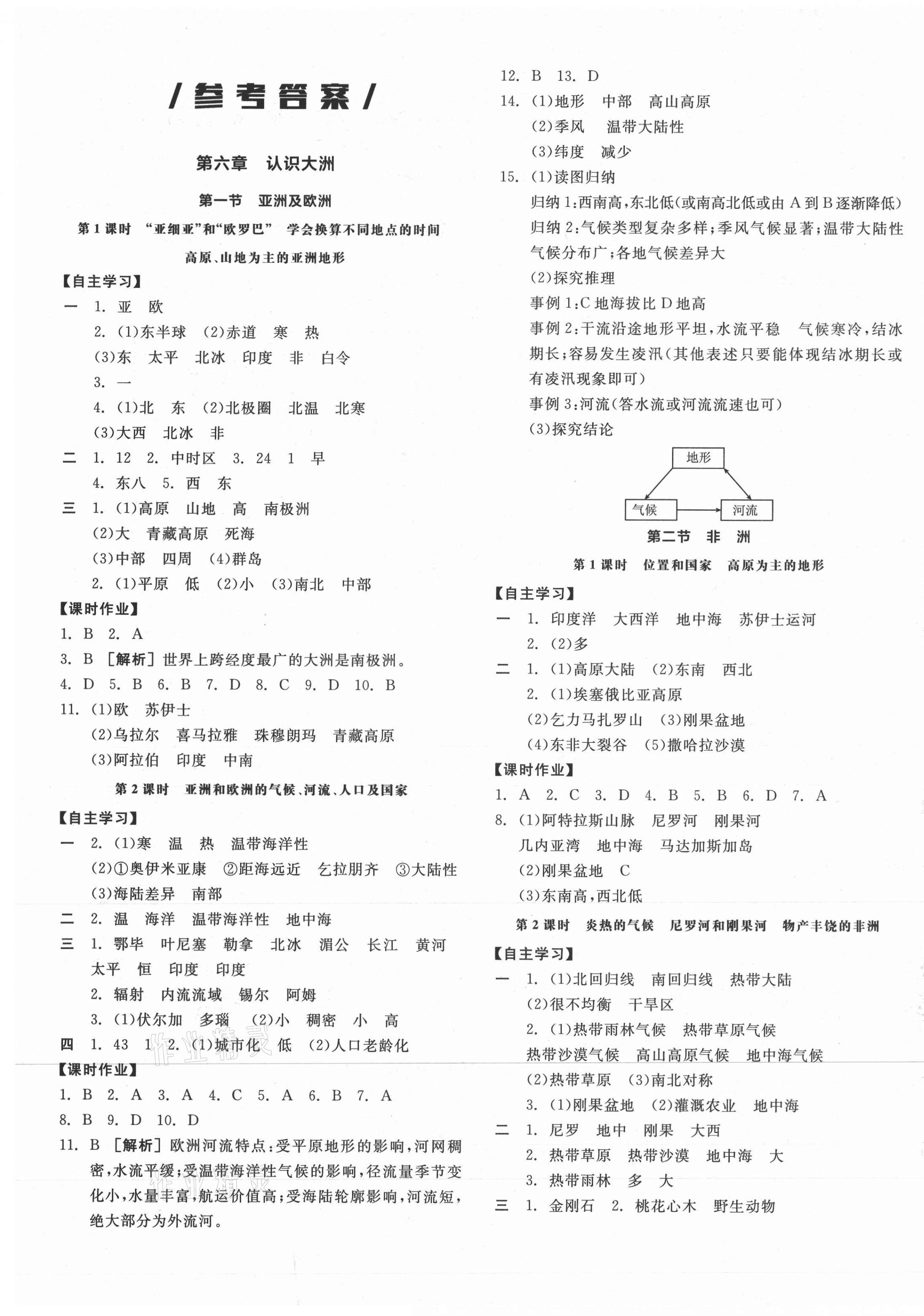 2021年全品学练考七年级地理下册湘教版徐州专版 第1页