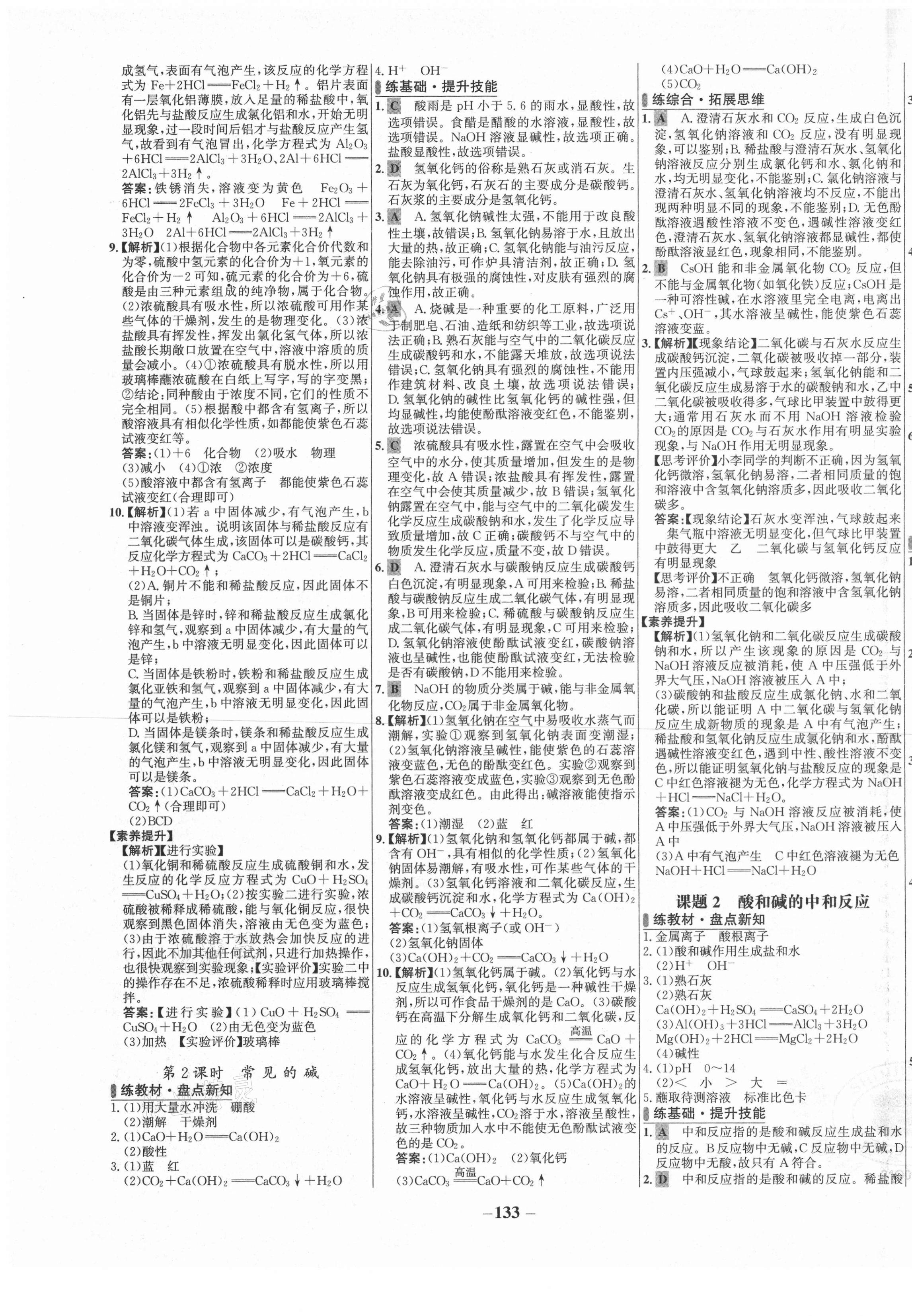 2021年世纪金榜百练百胜九年级化学下册人教版 第9页