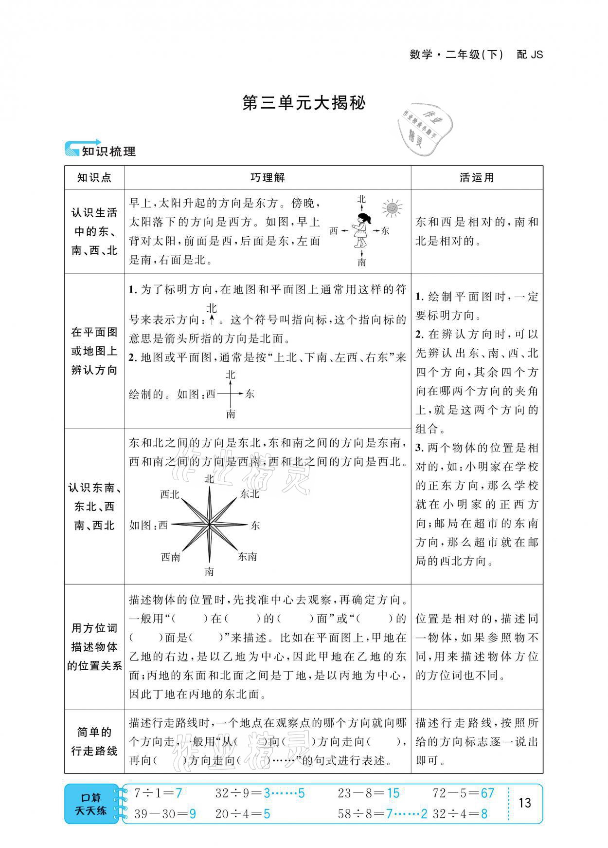 2021年小学1课3练培优作业本二年级数学下册江苏版 参考答案第13页