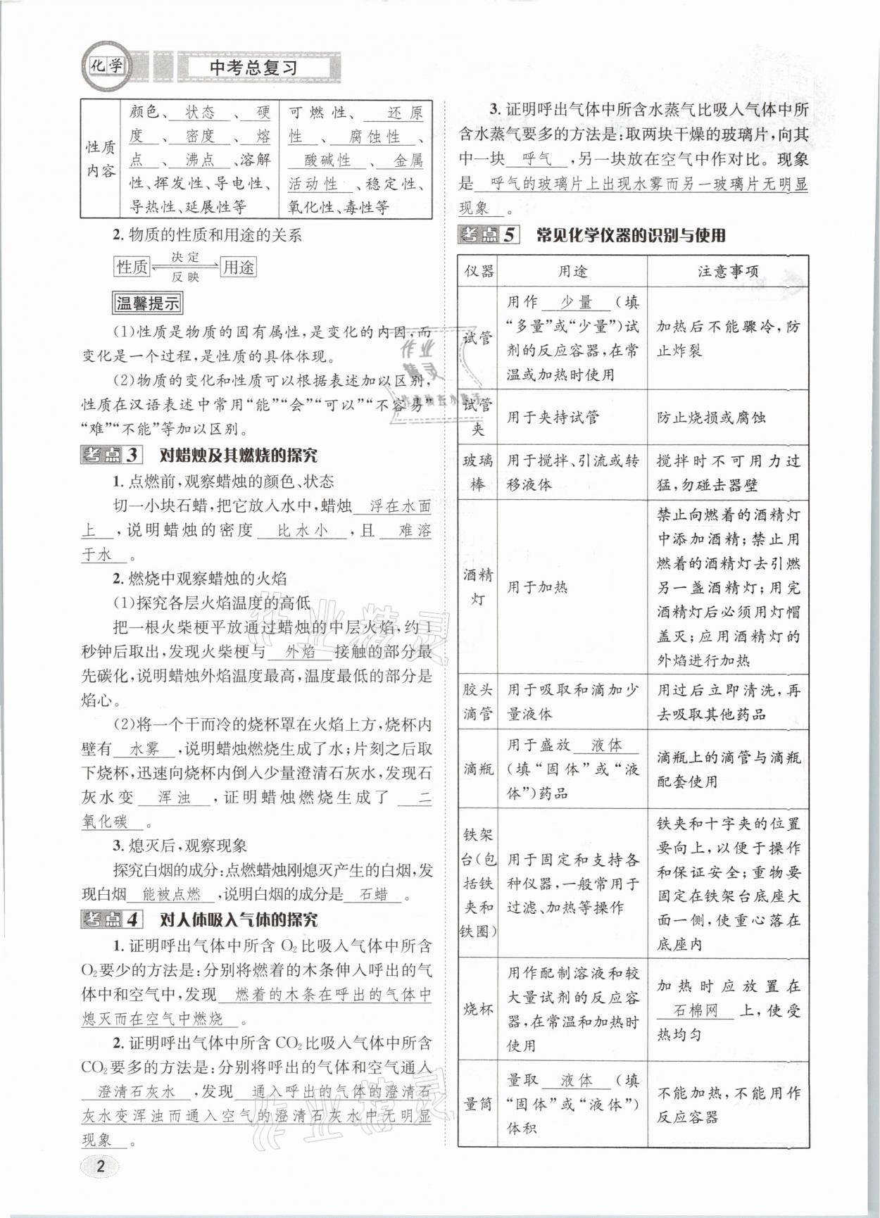 2021年中考總復習化學長江出版社 第2頁