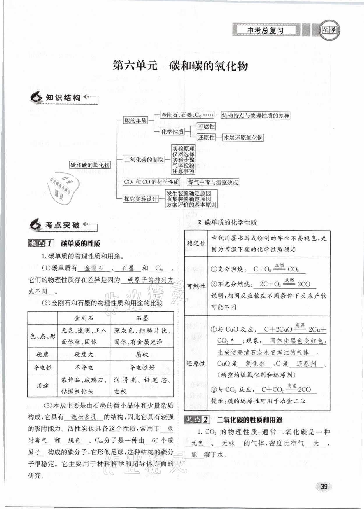 2021年中考总复习化学长江出版社 第39页