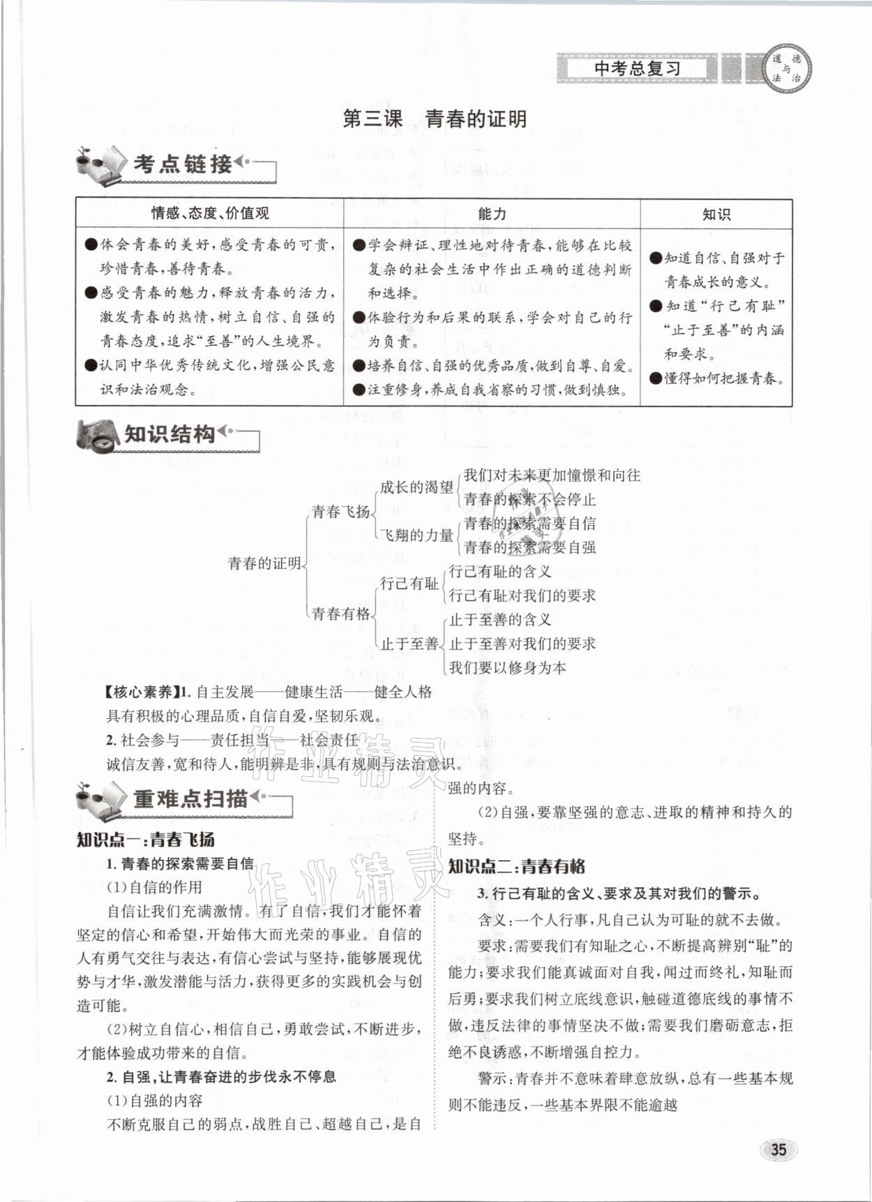 2021年中考總復(fù)習(xí)道德與法治長江出版社 參考答案第35頁