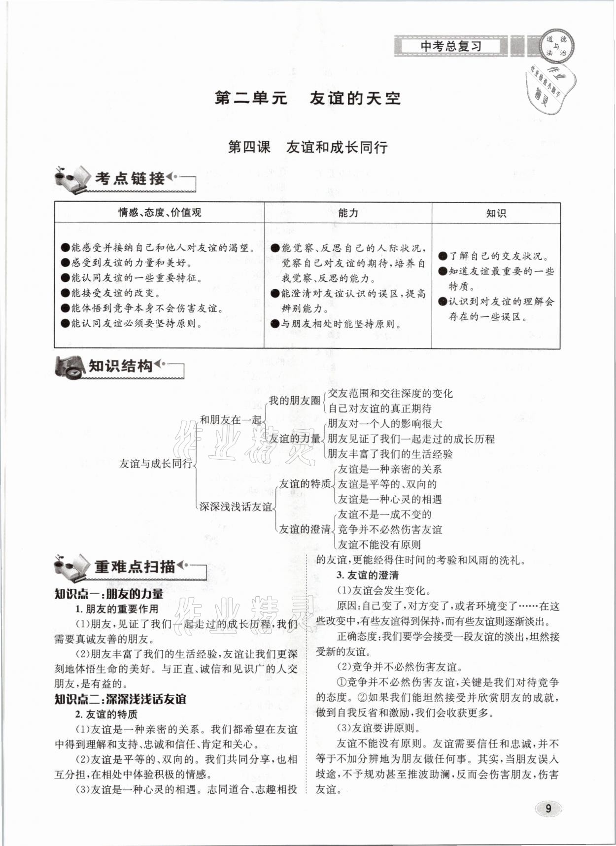 2021年中考總復(fù)習(xí)道德與法治長(zhǎng)江出版社 參考答案第9頁(yè)