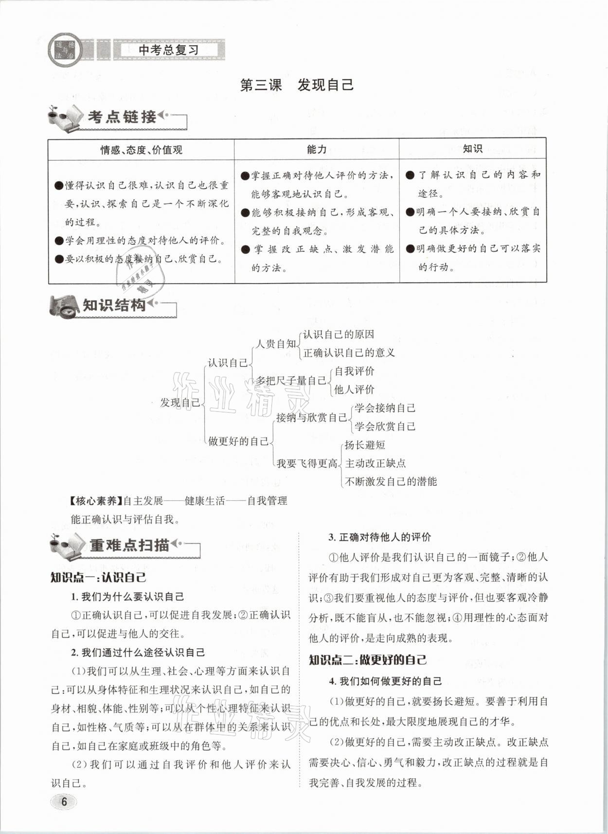 2021年中考總復(fù)習(xí)道德與法治長(zhǎng)江出版社 參考答案第6頁