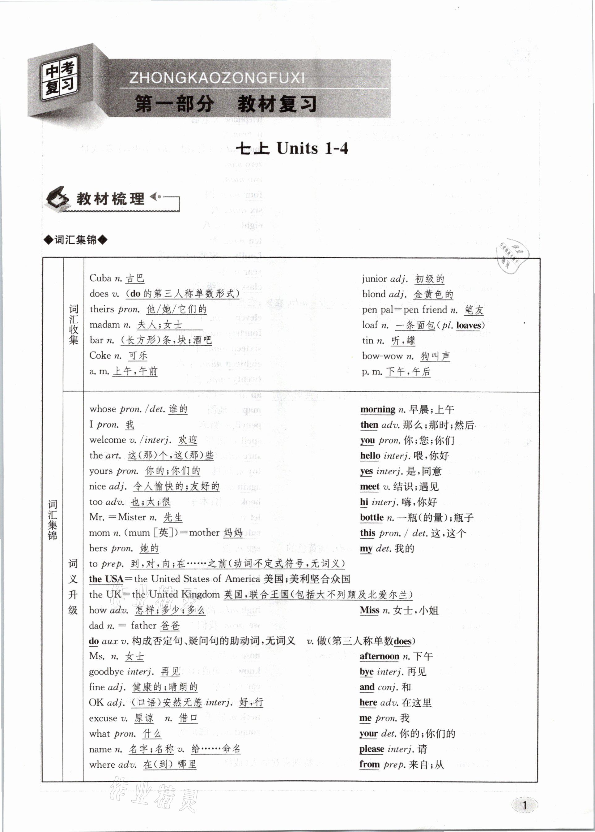 2021年中考總復(fù)習(xí)英語(yǔ)長(zhǎng)江出版社 參考答案第1頁(yè)