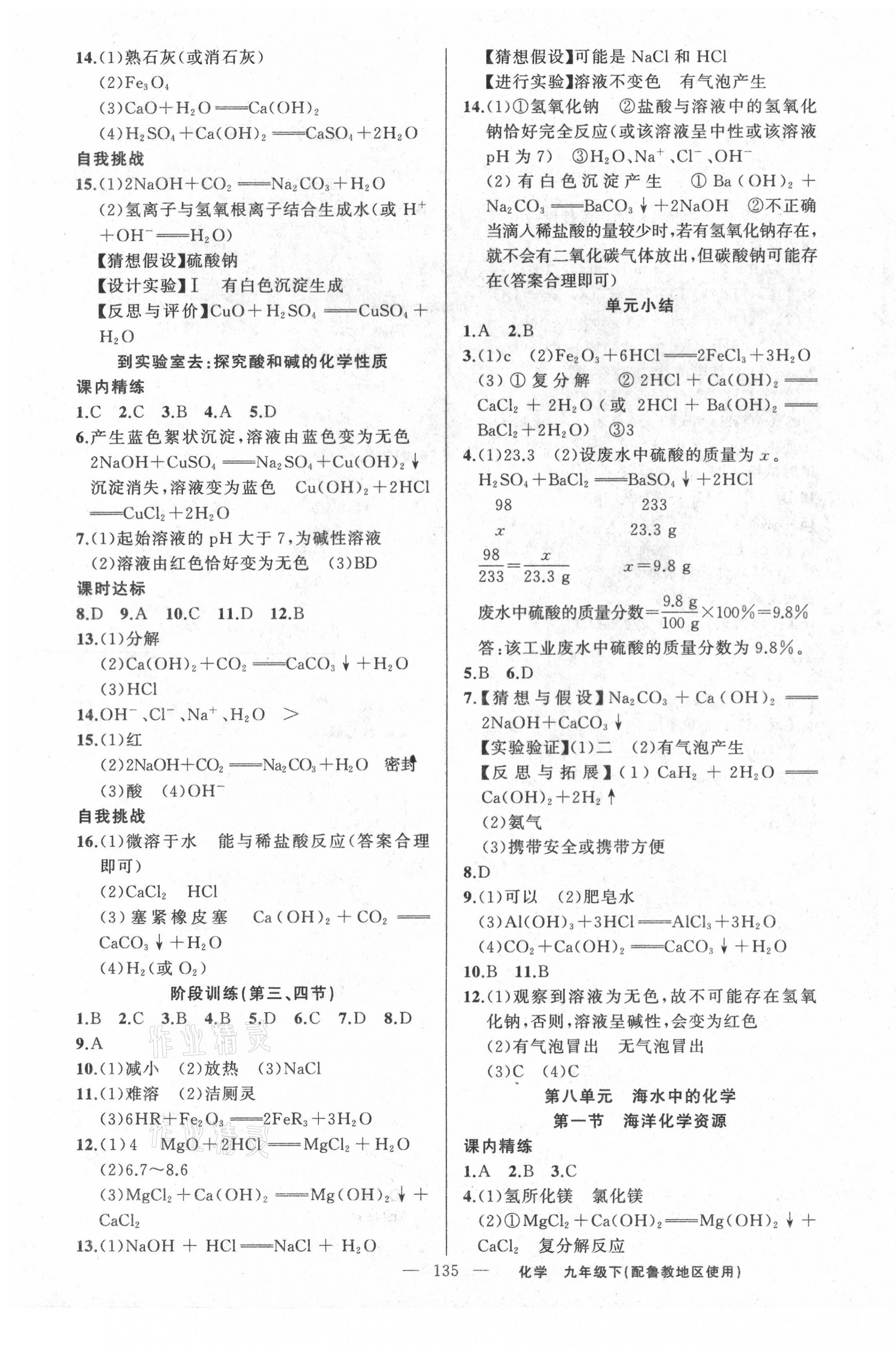 2021年黄冈金牌之路练闯考九年级化学下册鲁教版 第3页