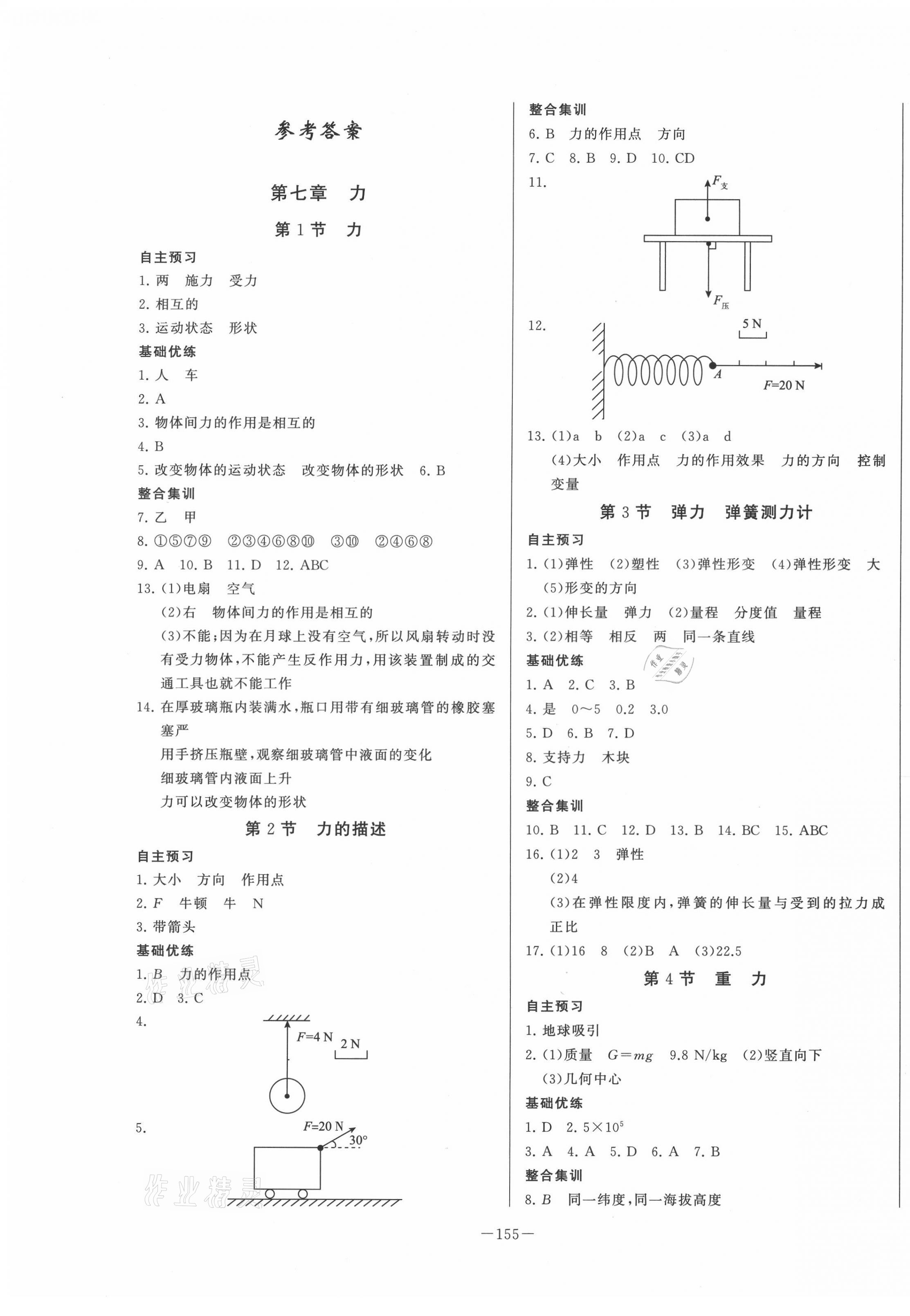 2021年a加优化作业本八年级物理下册教科版答案—青夏教育精英家教