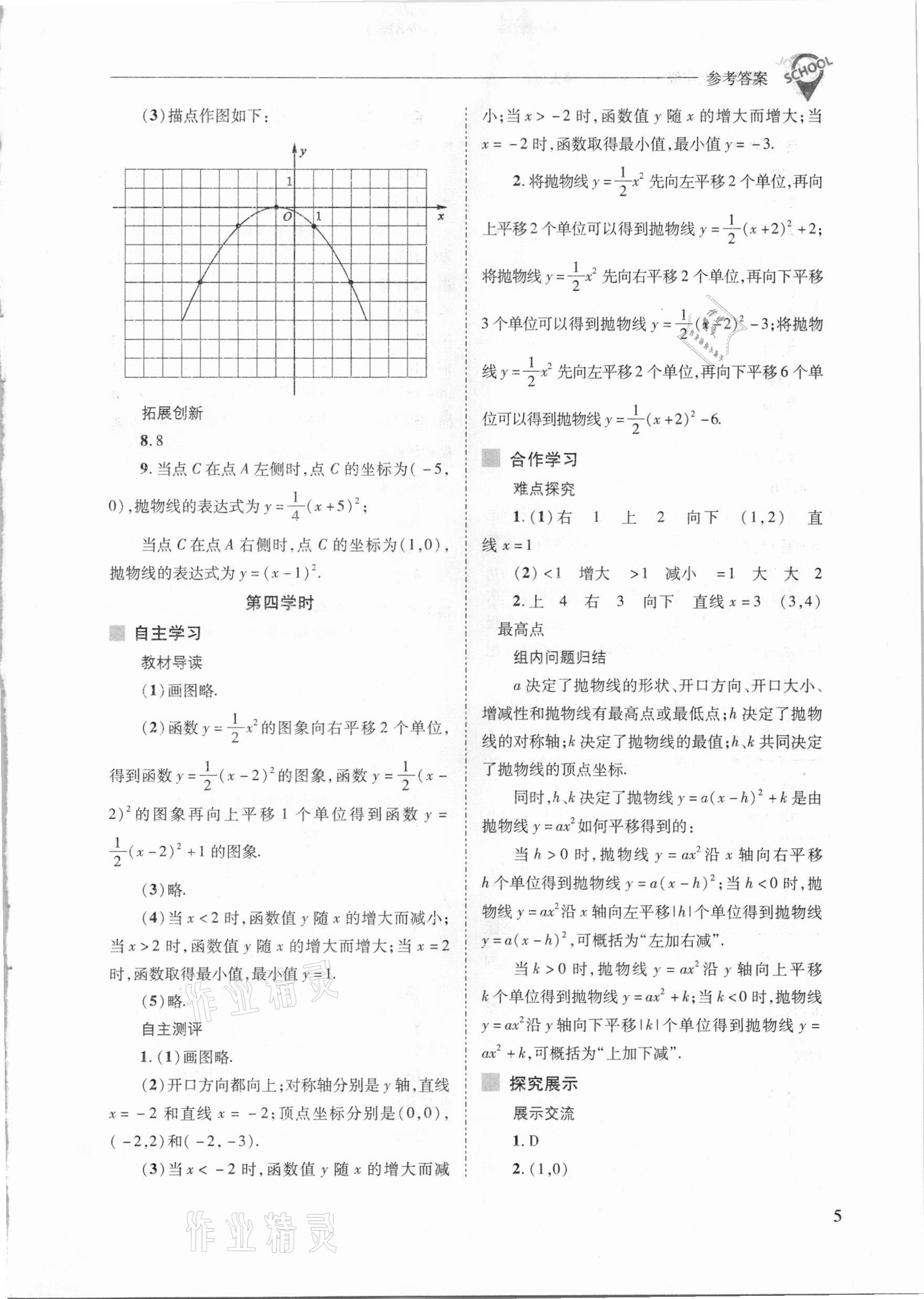 2021年新課程問題解決導學方案九年級數(shù)學下冊華東師版 參考答案第5頁