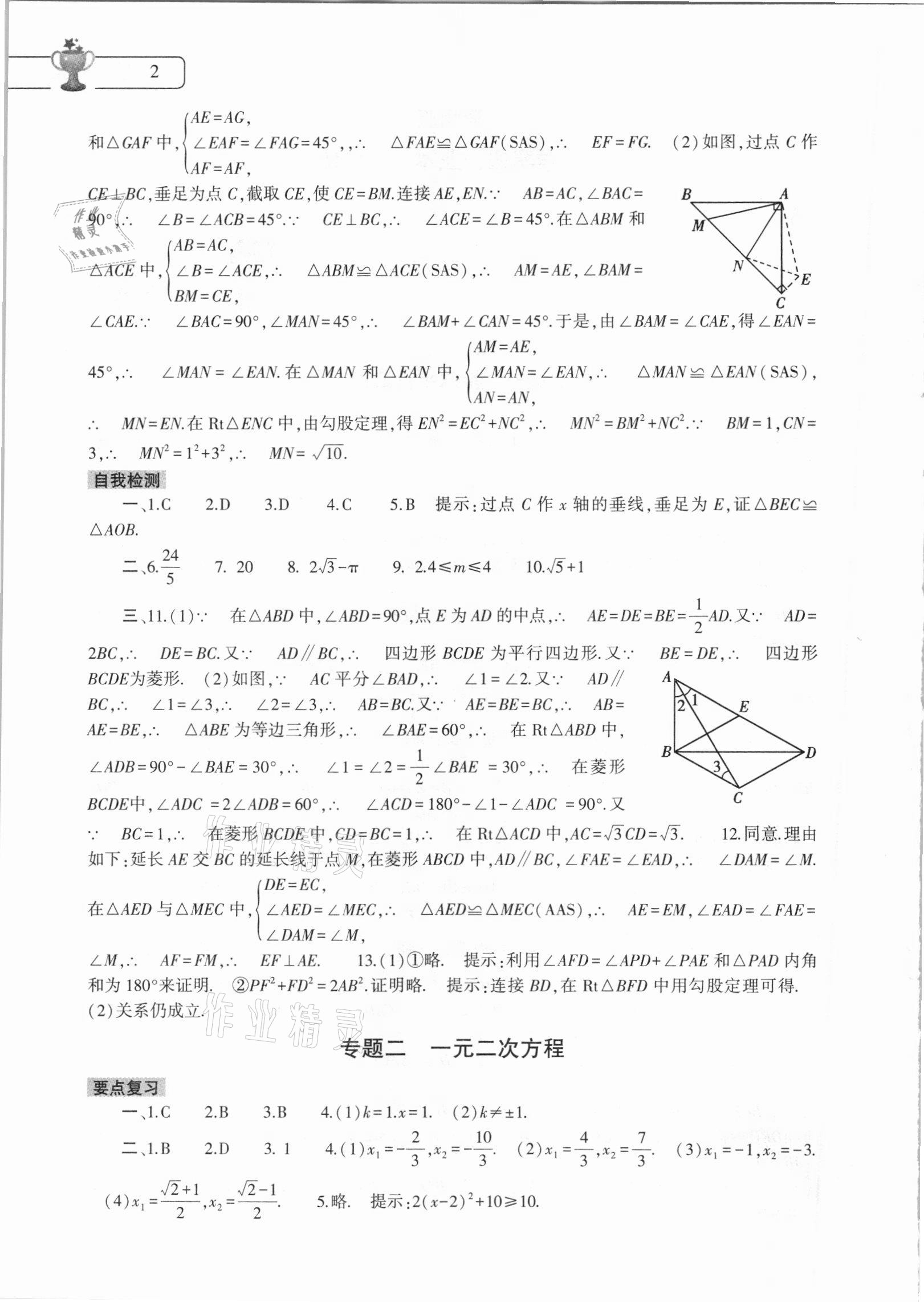 2021年寒假作業(yè)本九年級(jí)數(shù)學(xué)通用版大象出版社 第2頁