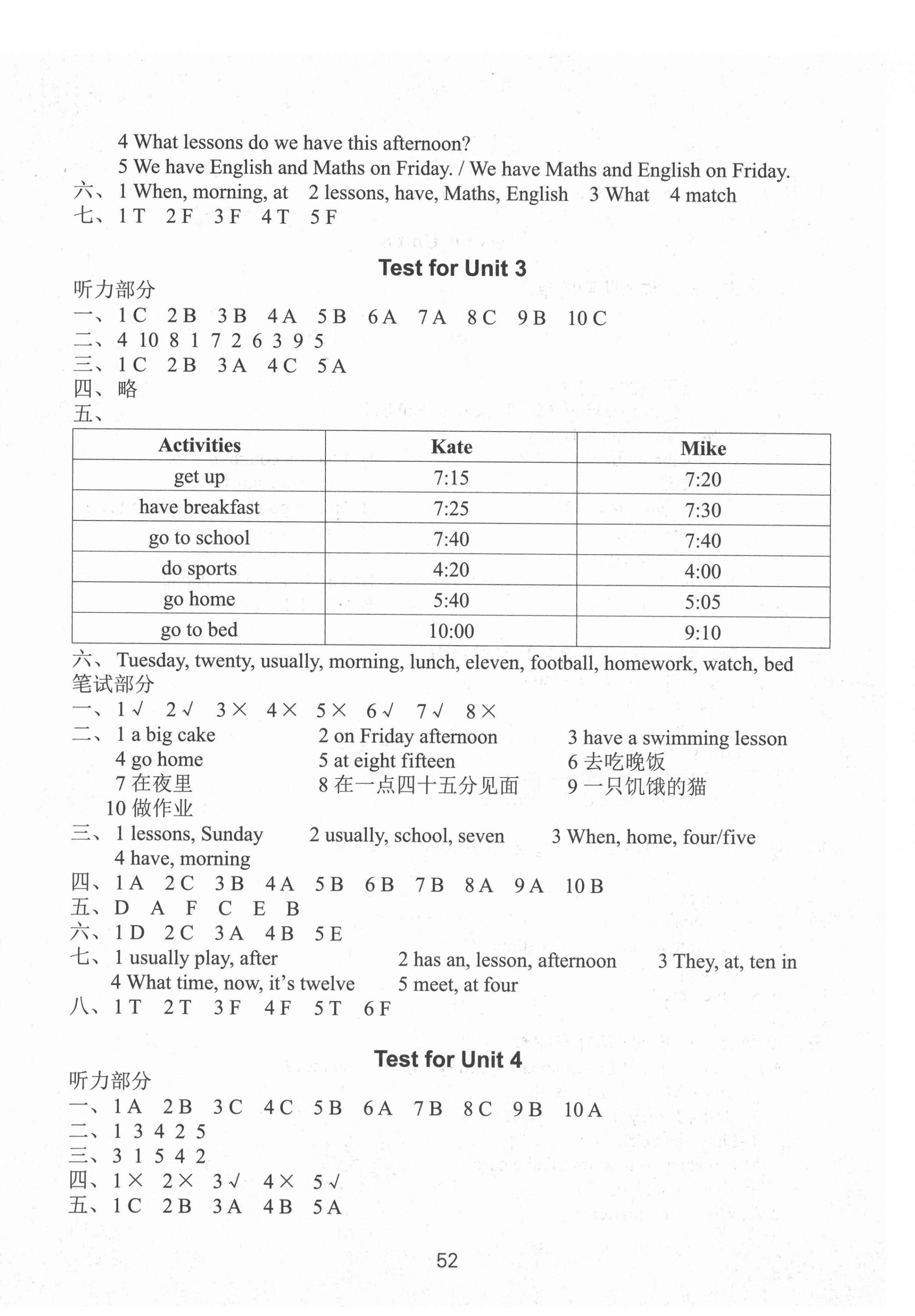 2021年課課練四年級英語下冊譯林版 參考答案第8頁